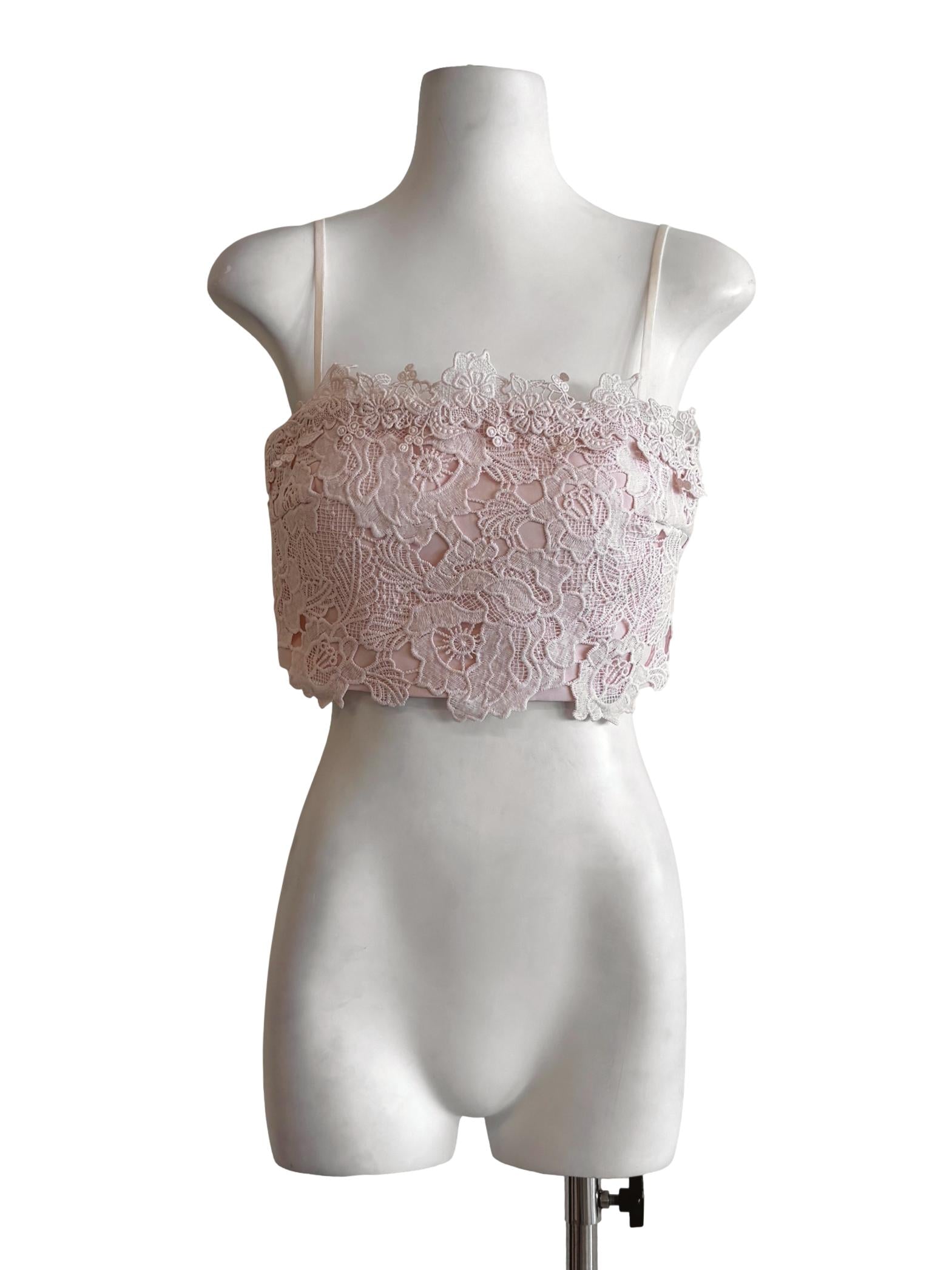 Baby Pink Spaghetti Strap Lace Top