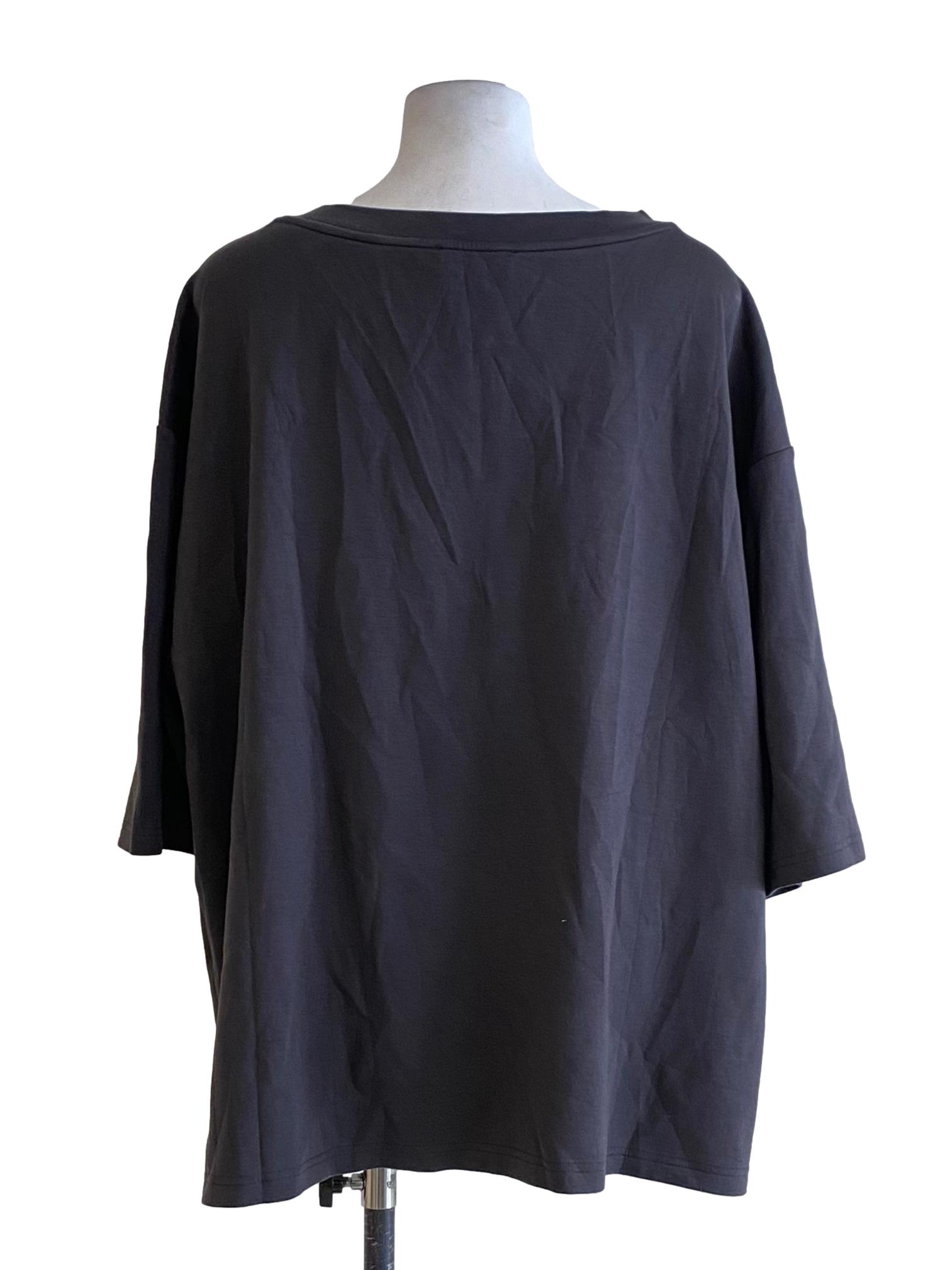 Shadow Grey V-Neck Plain Loose Shirt