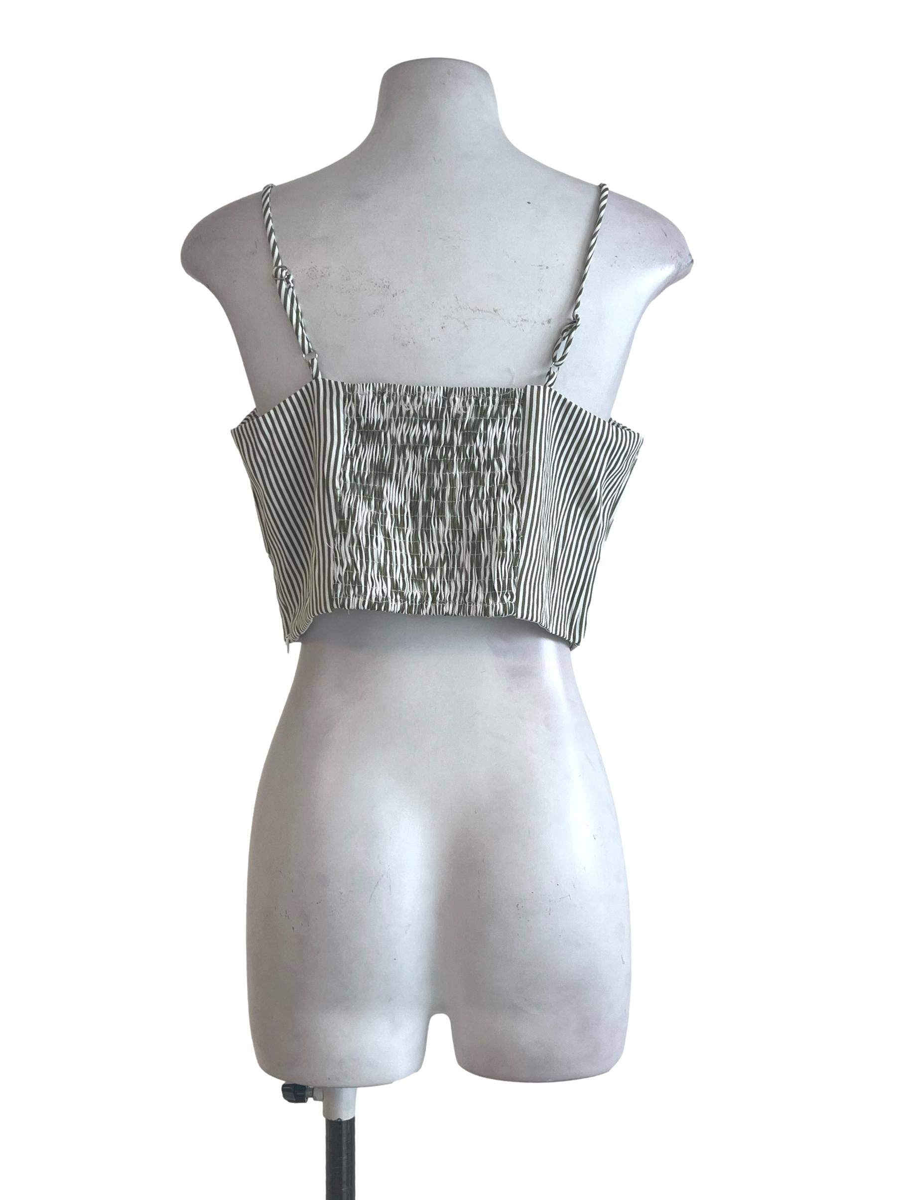 Green White Striped Top
