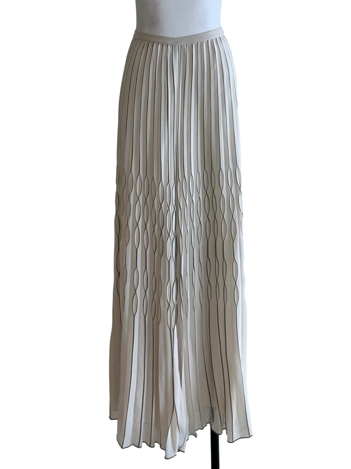 White Moss Green Candy Stripe Wide Leg Pants