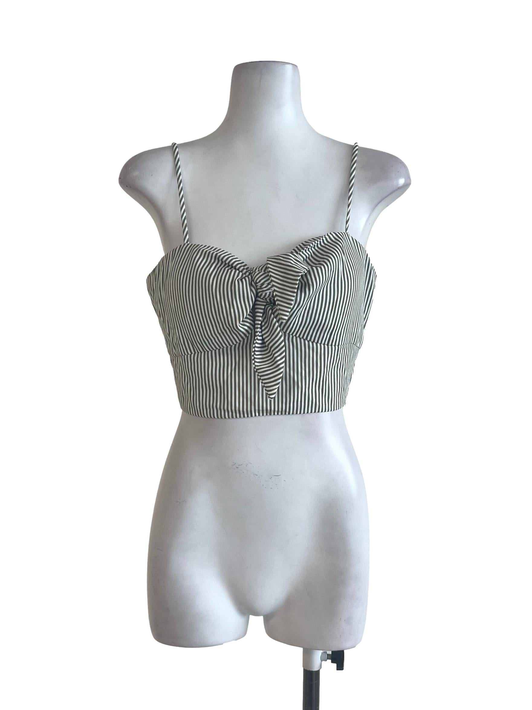 Green White Striped Top