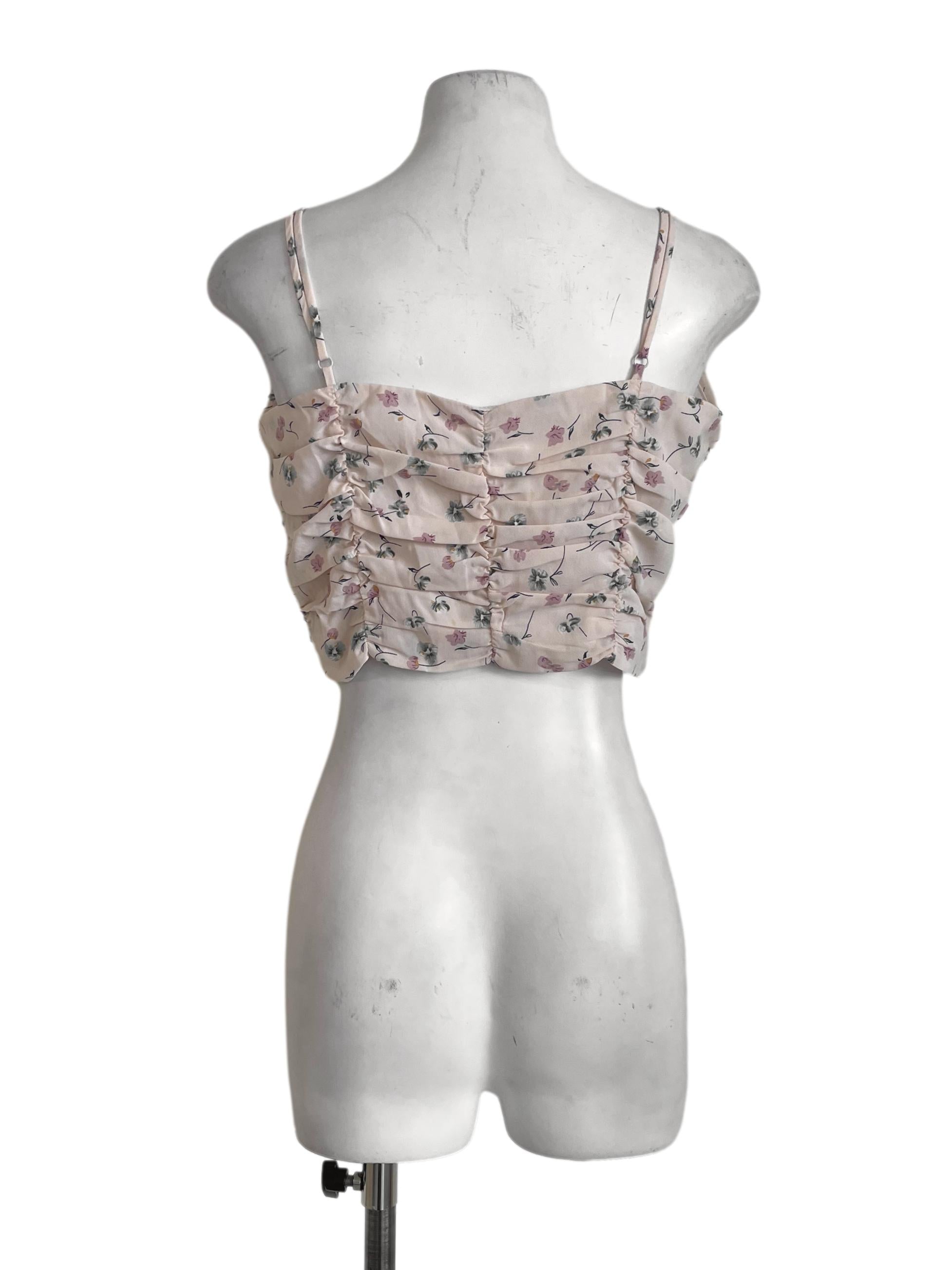 Light Orange Floral Crop Top