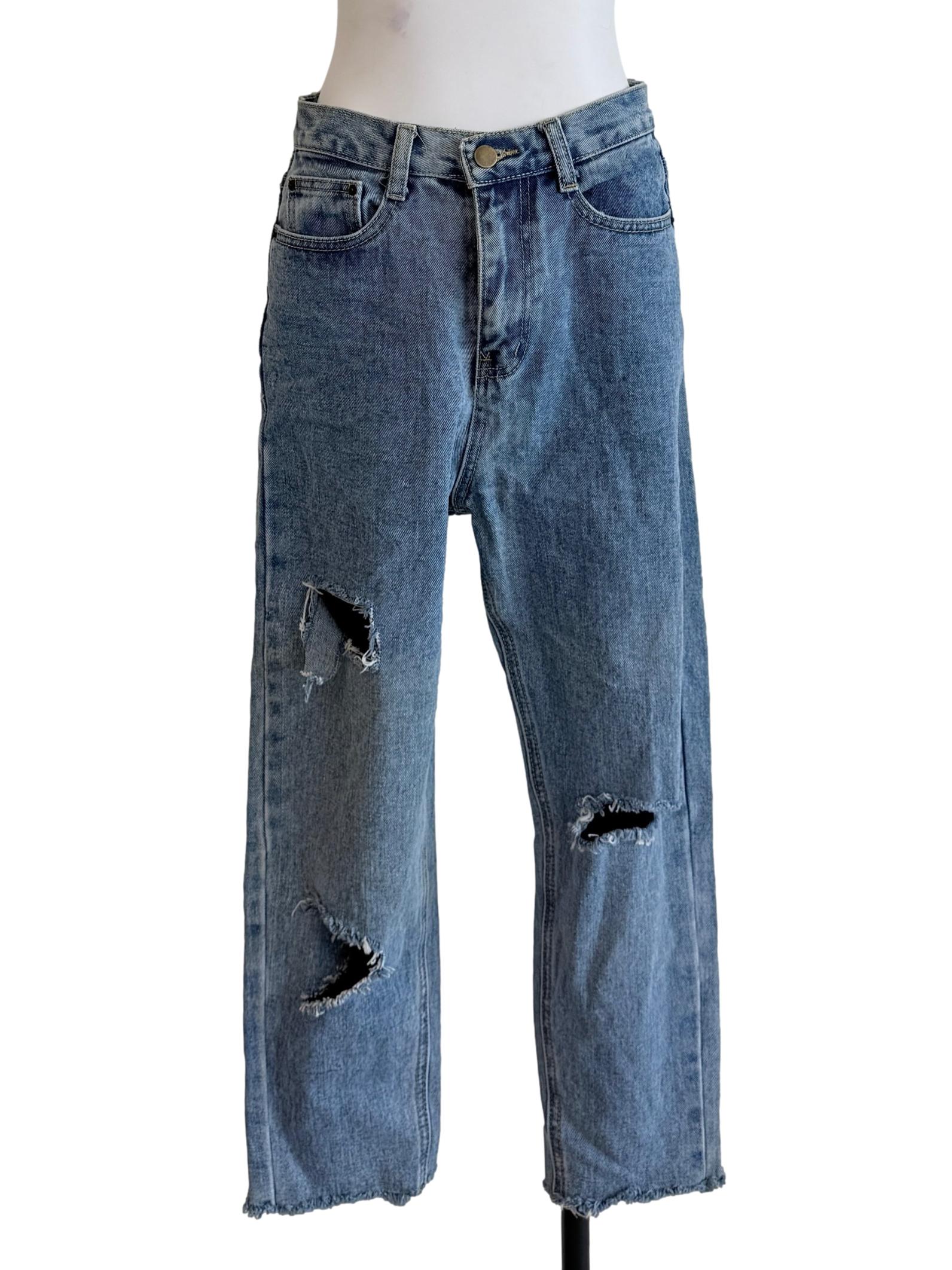 Denim Blue Ripped Jeans
