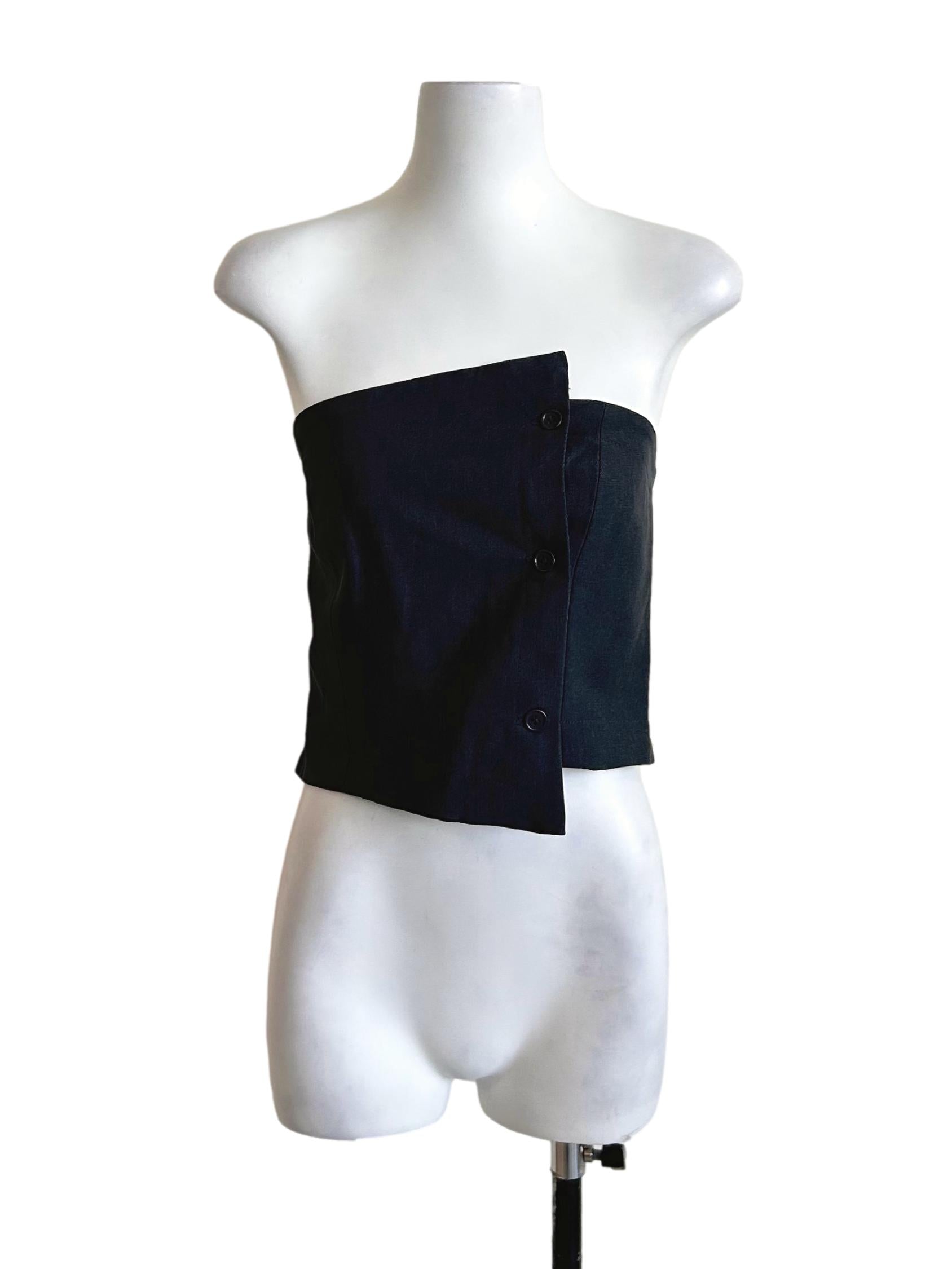 Anchor Grey Asymmetrical Button Tube Top