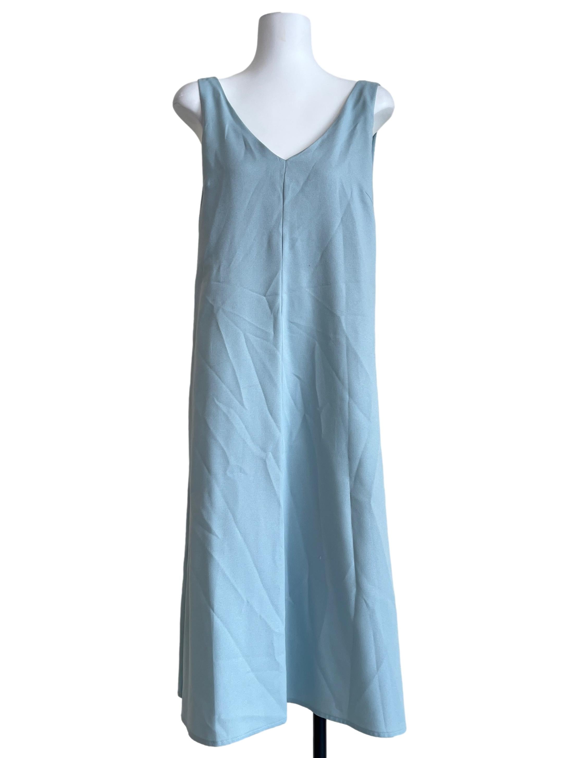 Mint Blue V-Neck Slip Dress