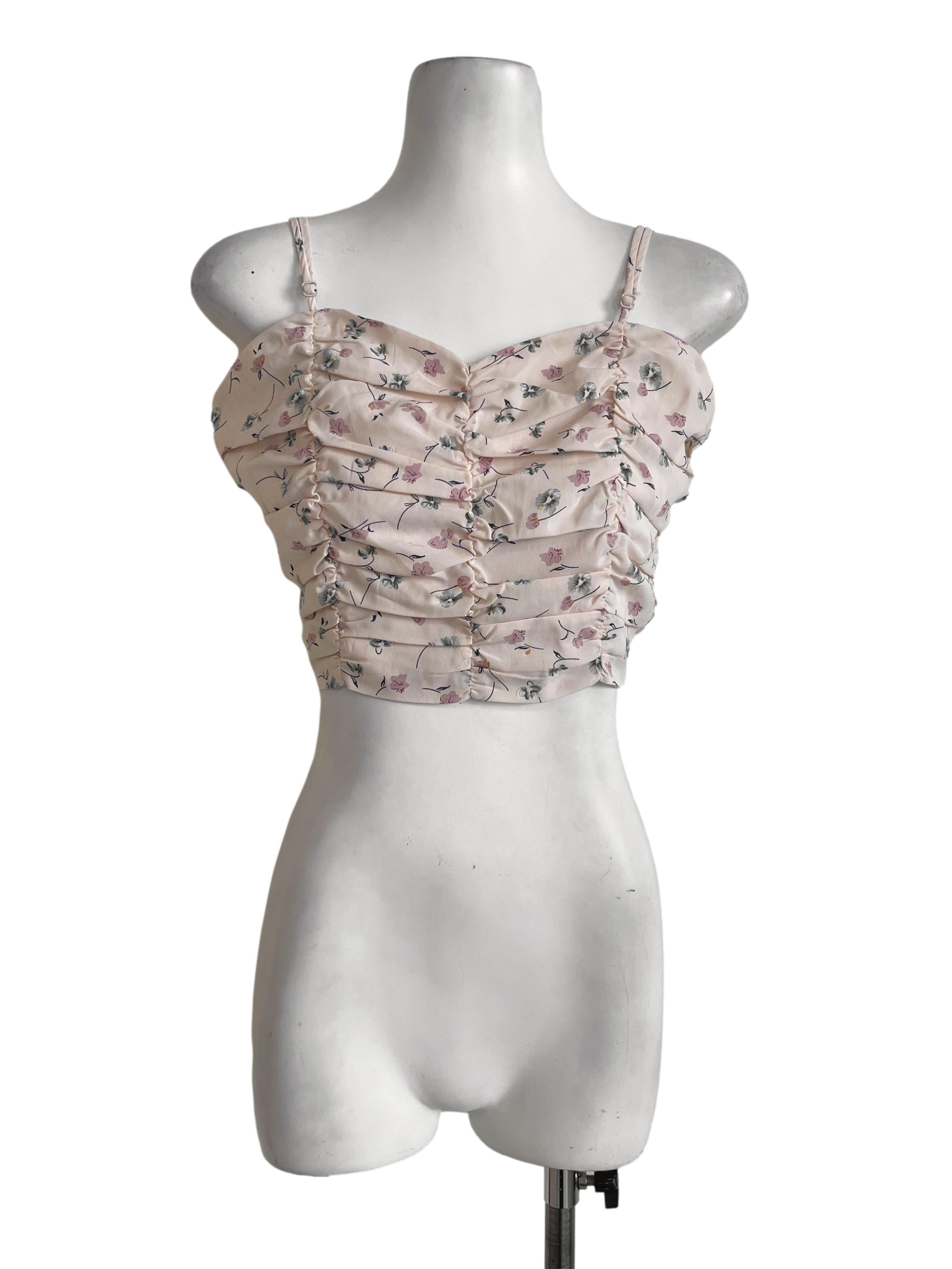 Light Orange Floral Crop Top