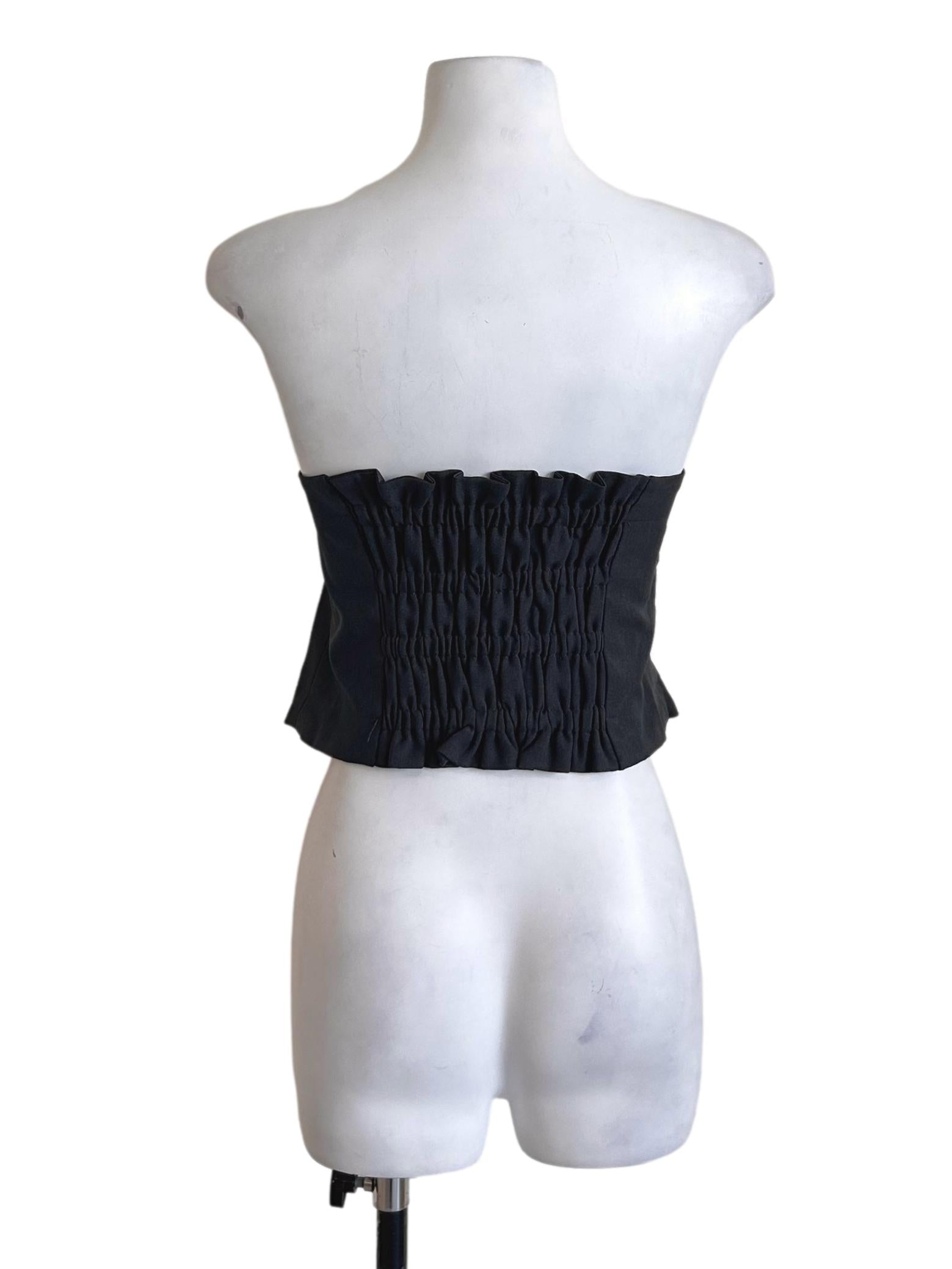 Anchor Grey Asymmetrical Button Tube Top