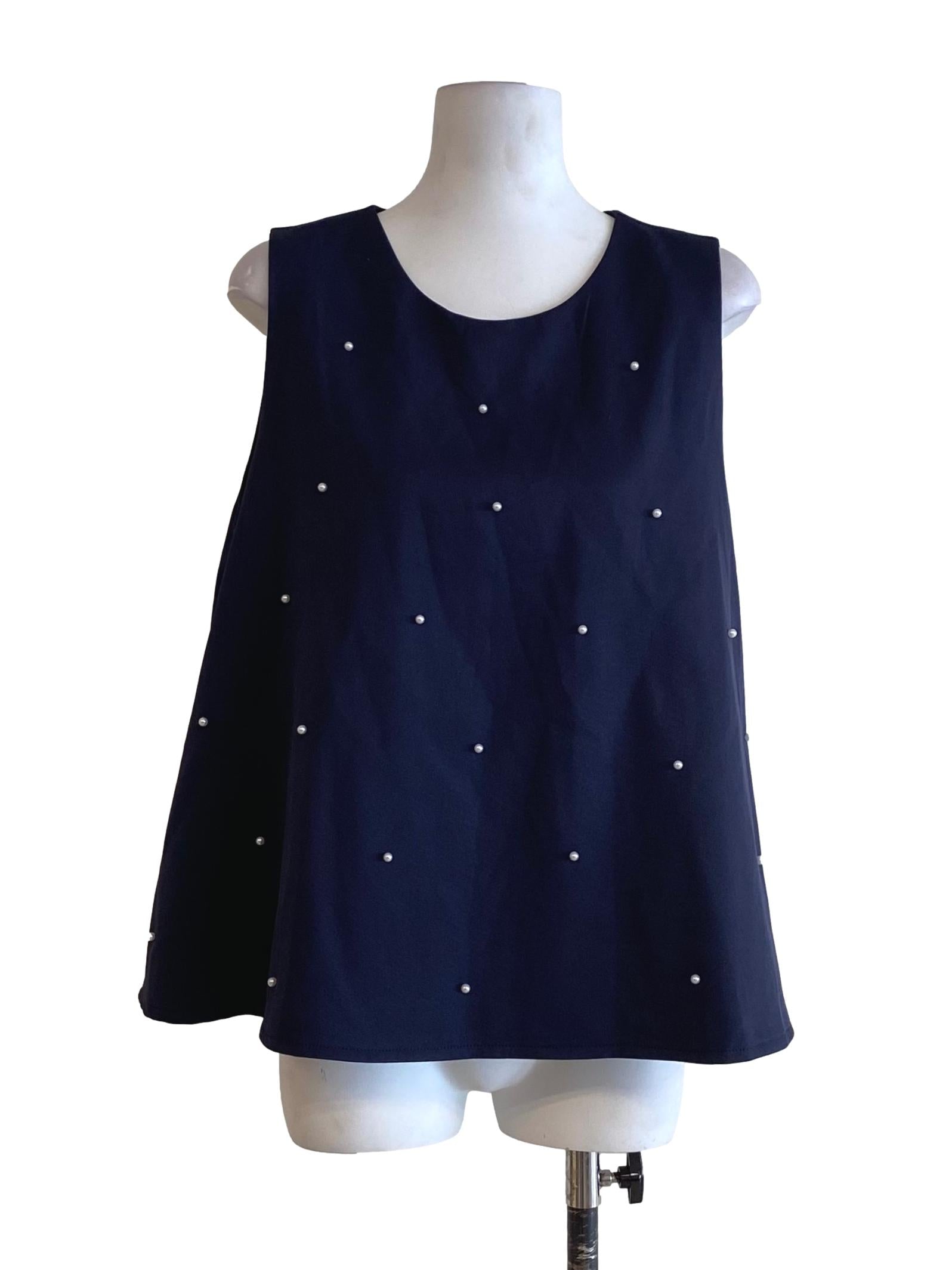 Dark Berry Blue With White Beads Top