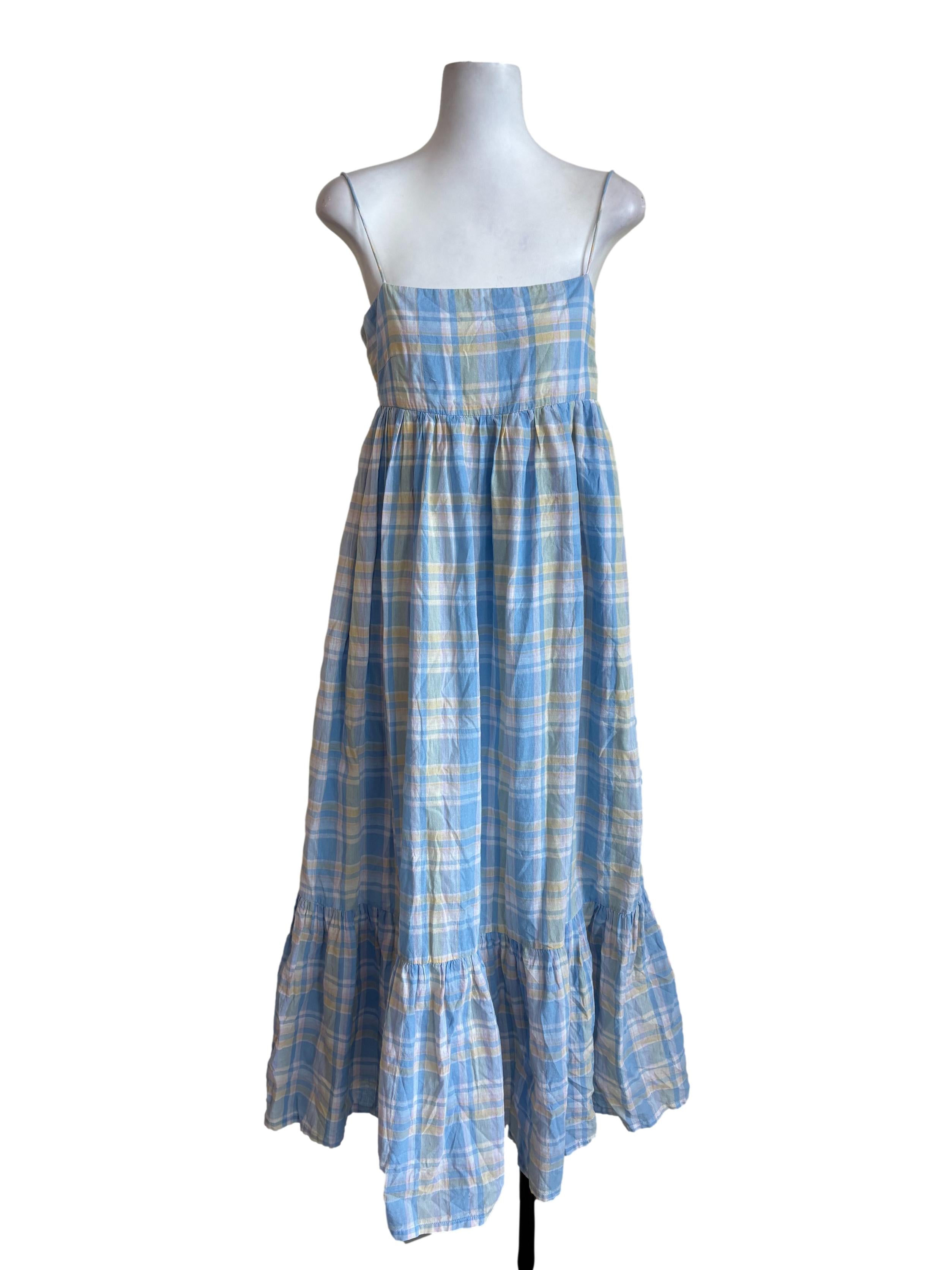 Blue Tartan Cotton Jumper Dress