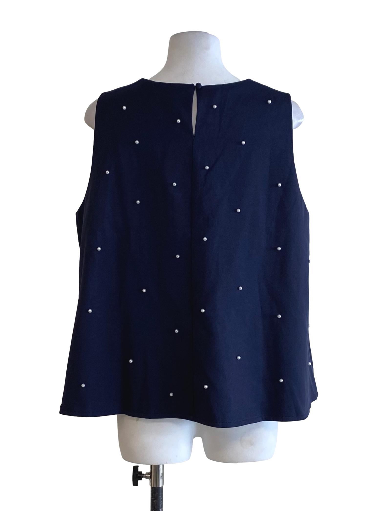 Dark Berry Blue With White Beads Top