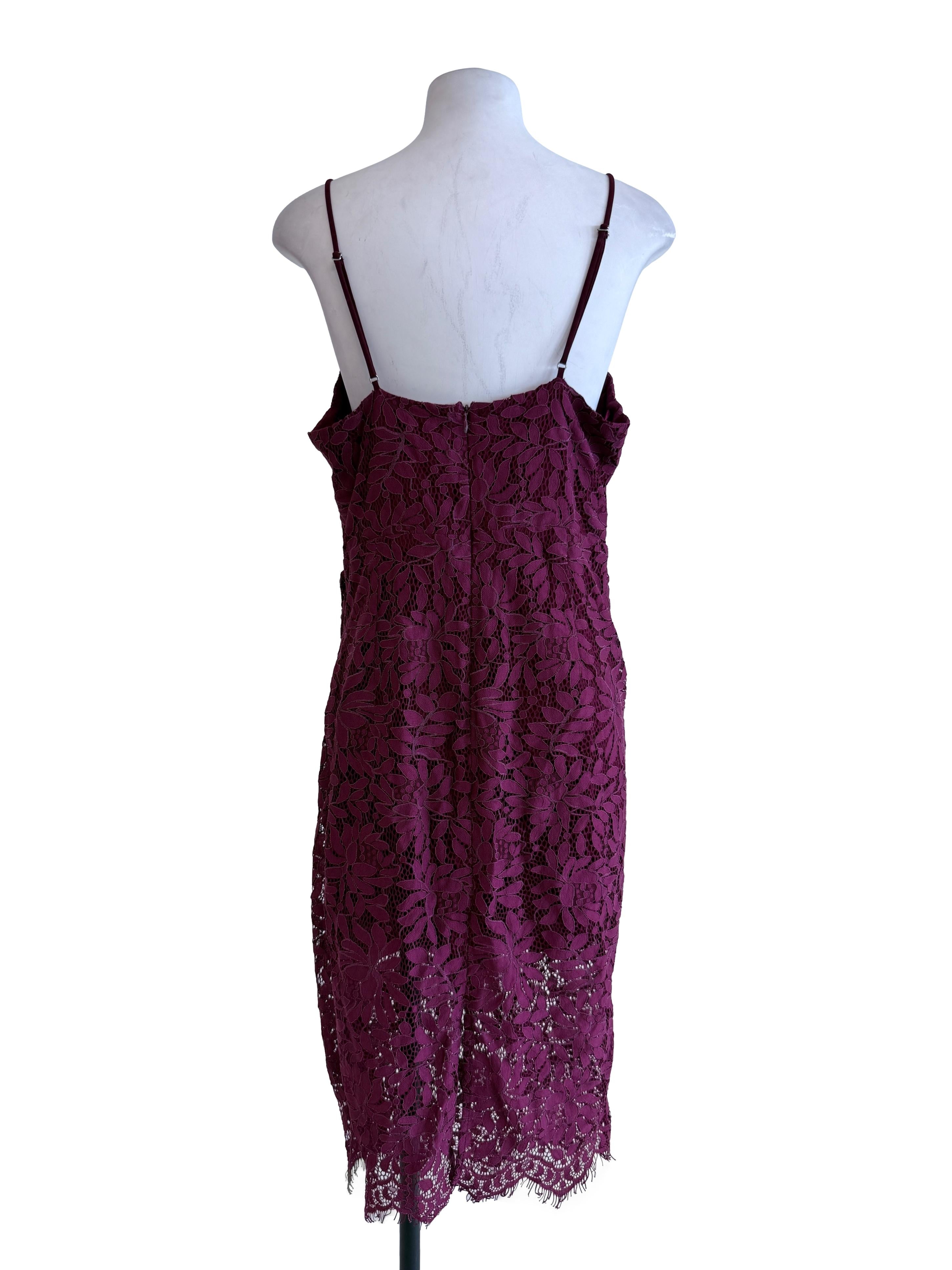 Dark Red Embroidery Spaghetti Strap Dress