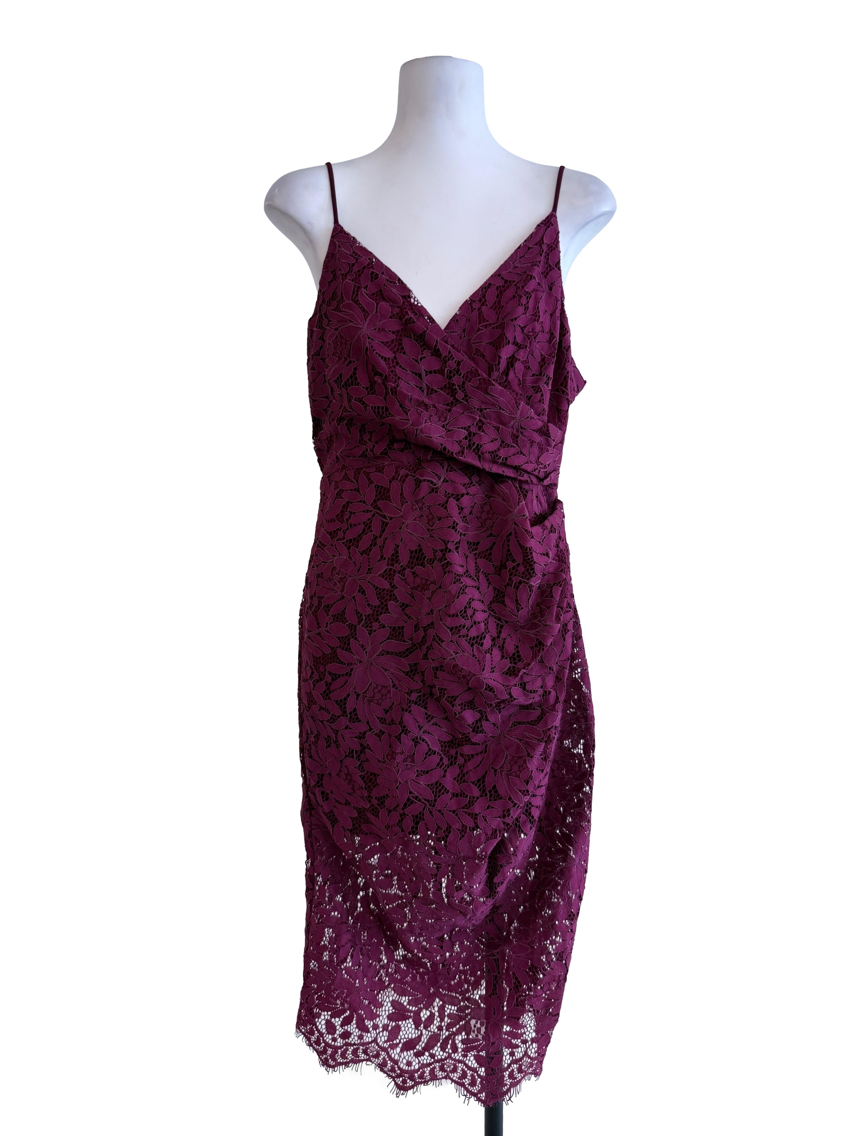 Dark Red Embroidery Spaghetti Strap Dress