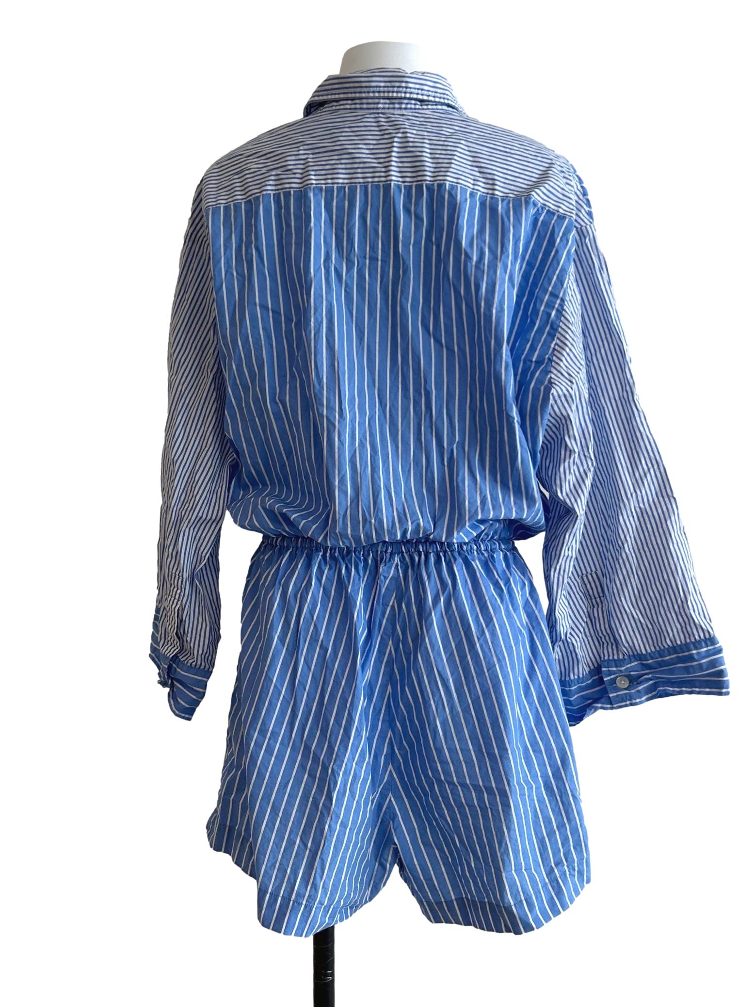 Blue And White Striped Rompers
