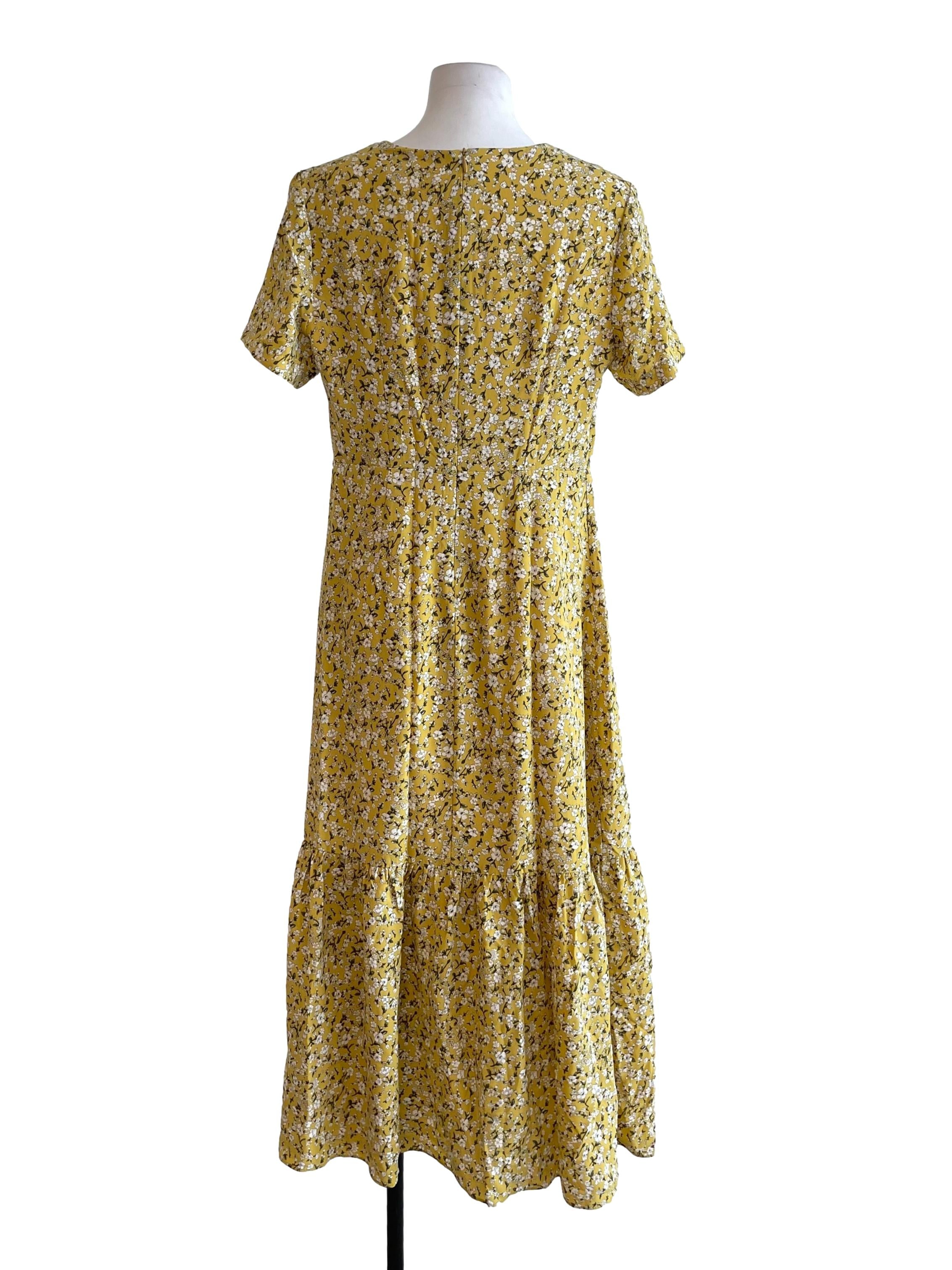 Yellow Tie Bow Floral Dress