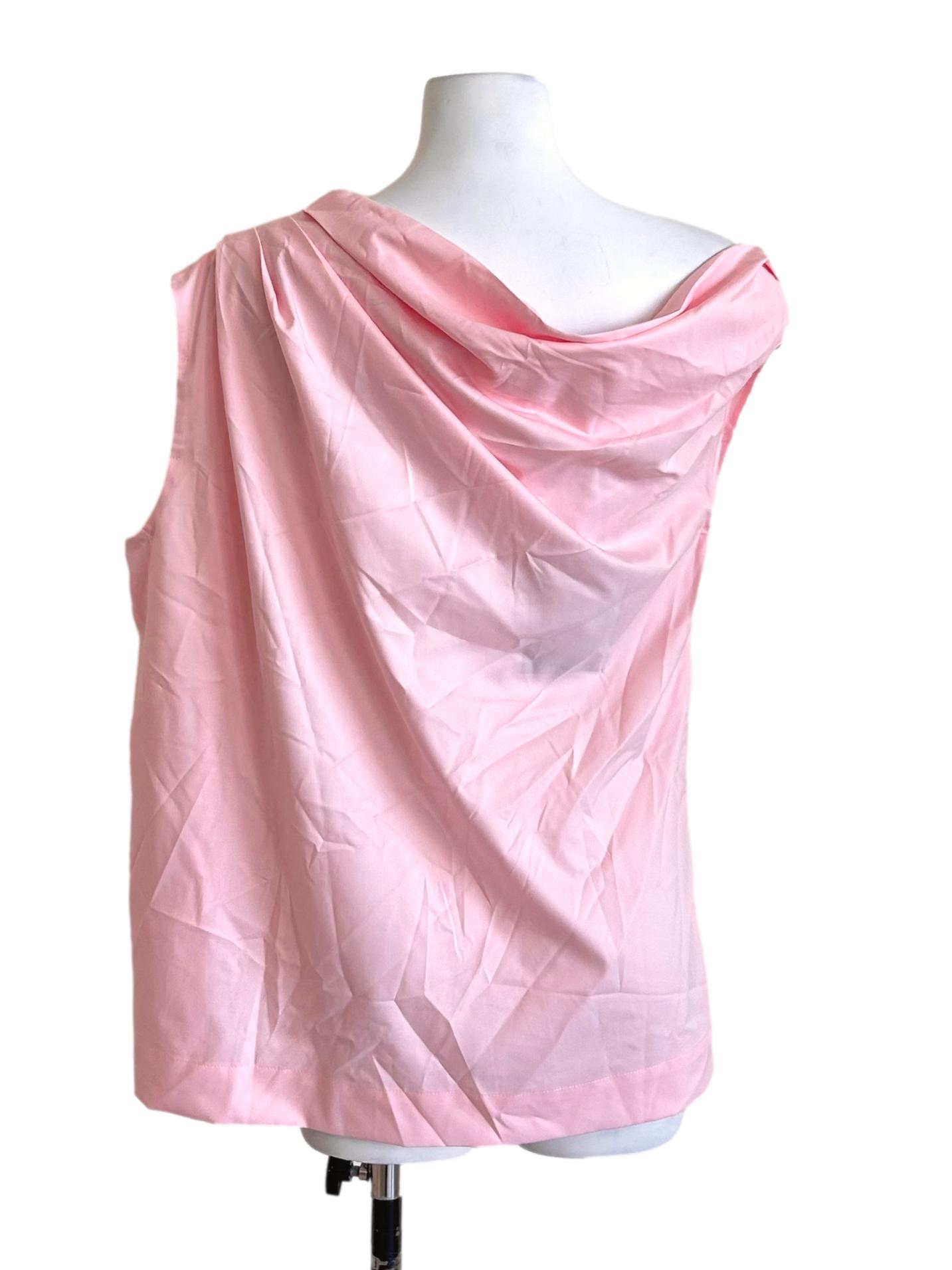 Pink Draped Cowl One-Shoulder Blouse LB
