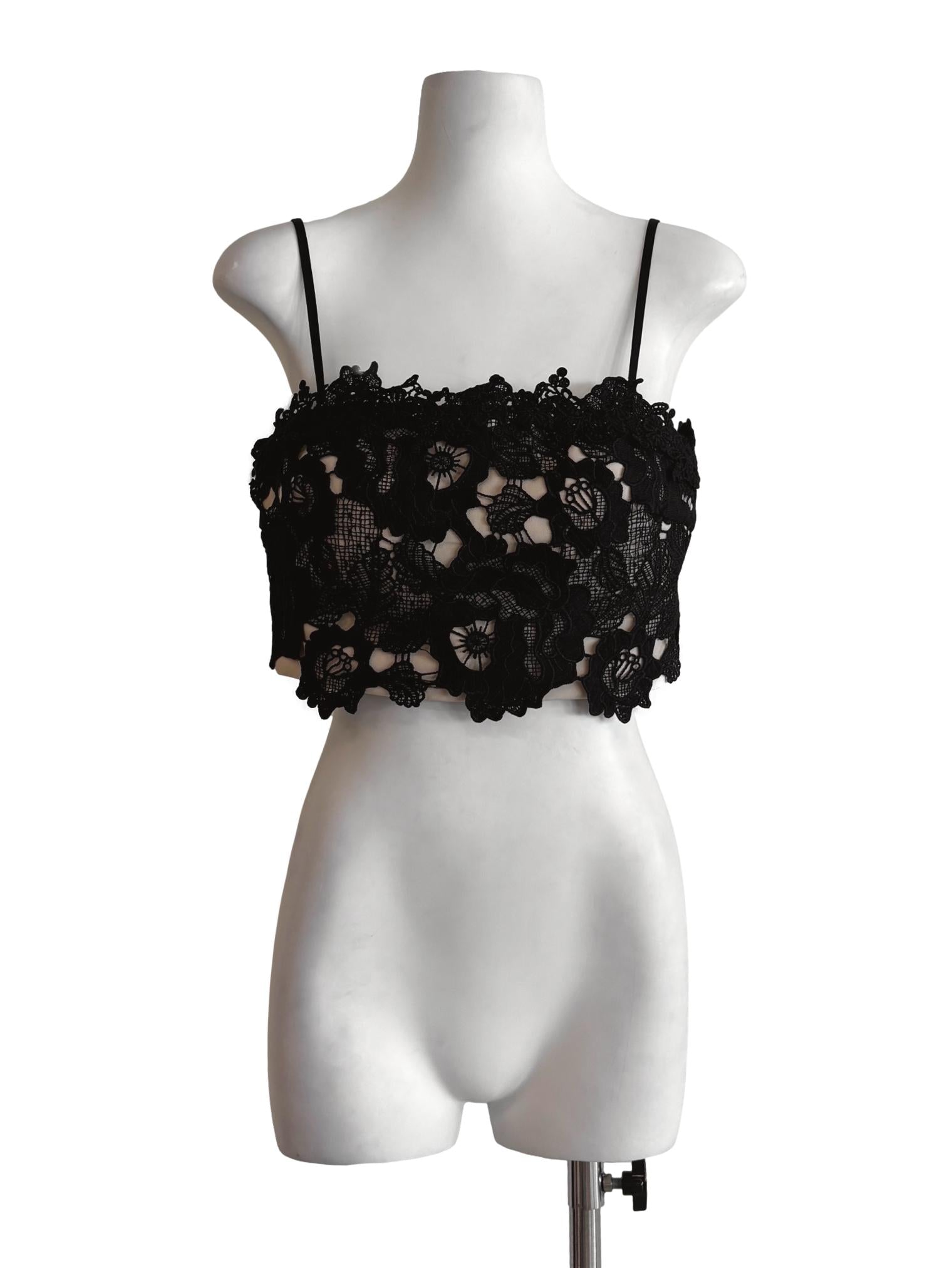 Nude Black Lace Camisole Top