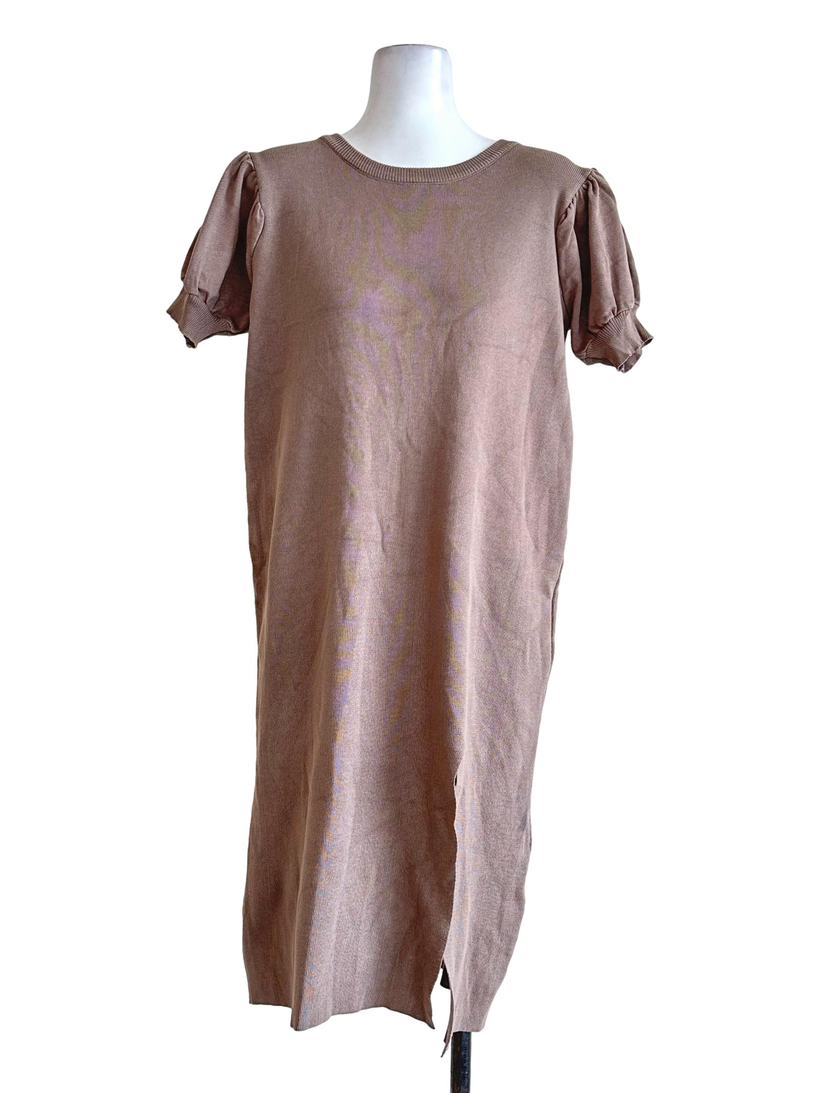 Wood Brown Plain Dress
