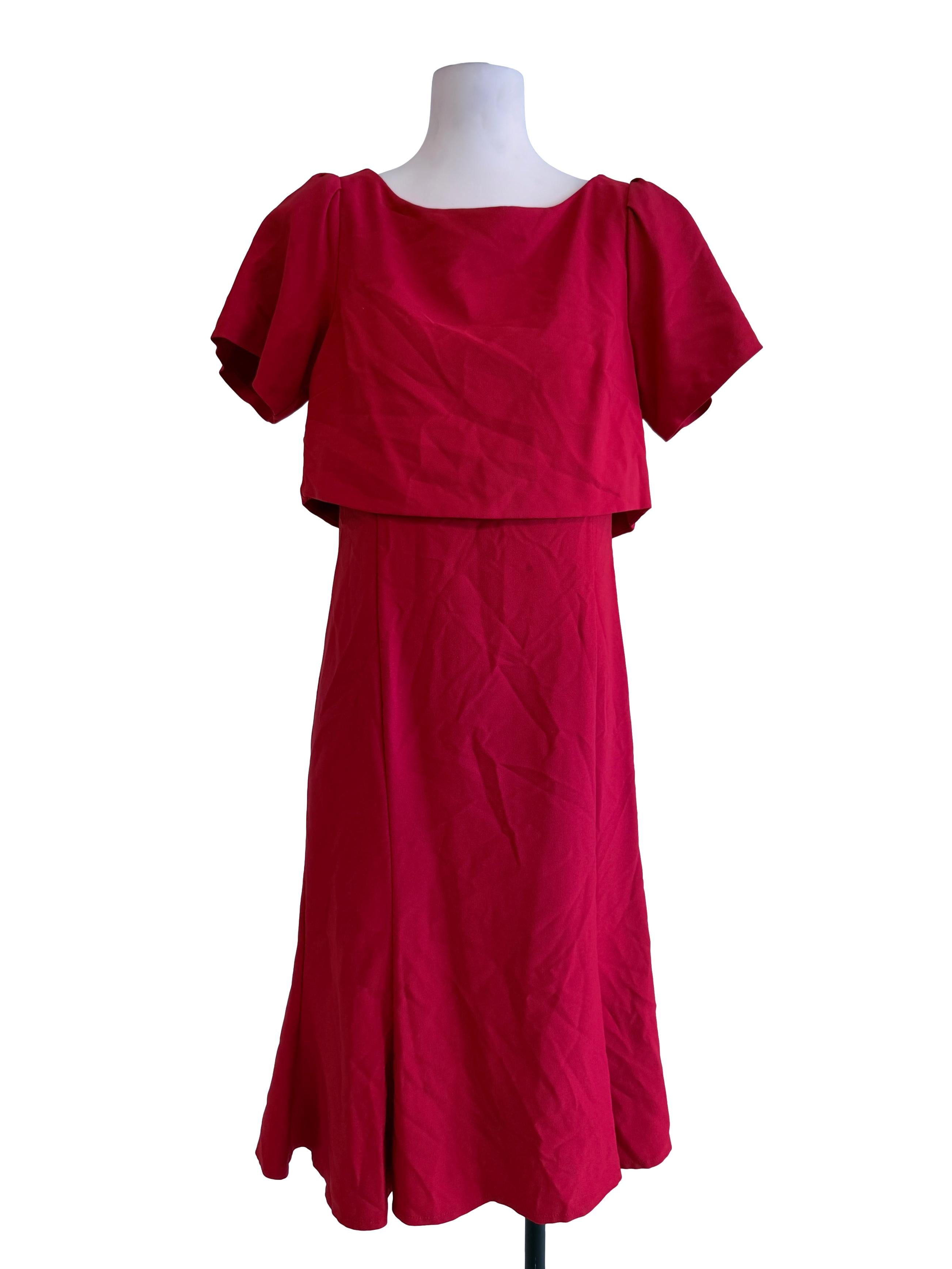 Red Princess Cut Midi Dress