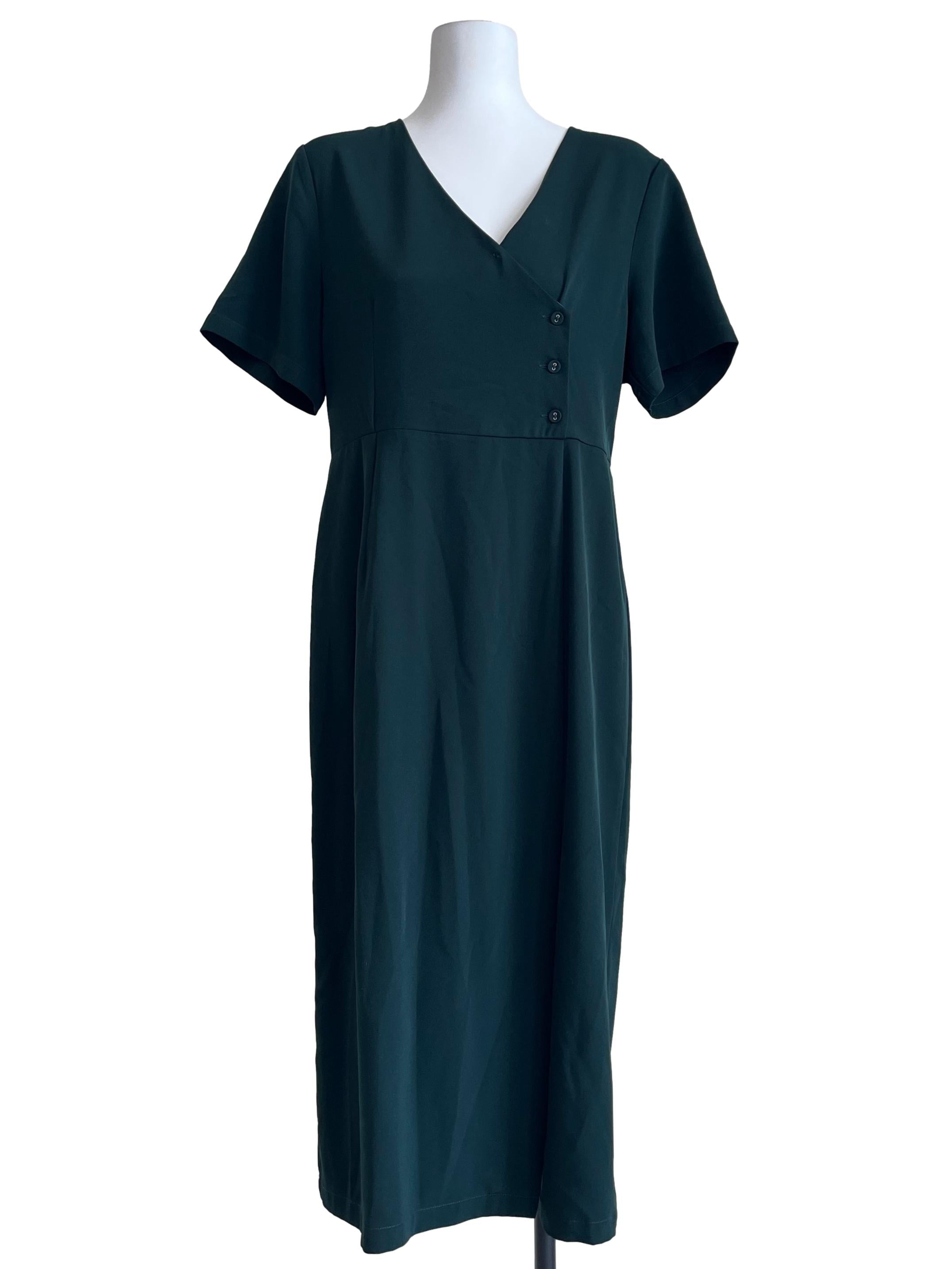 Emerald Green V-Neck Wrap Dress