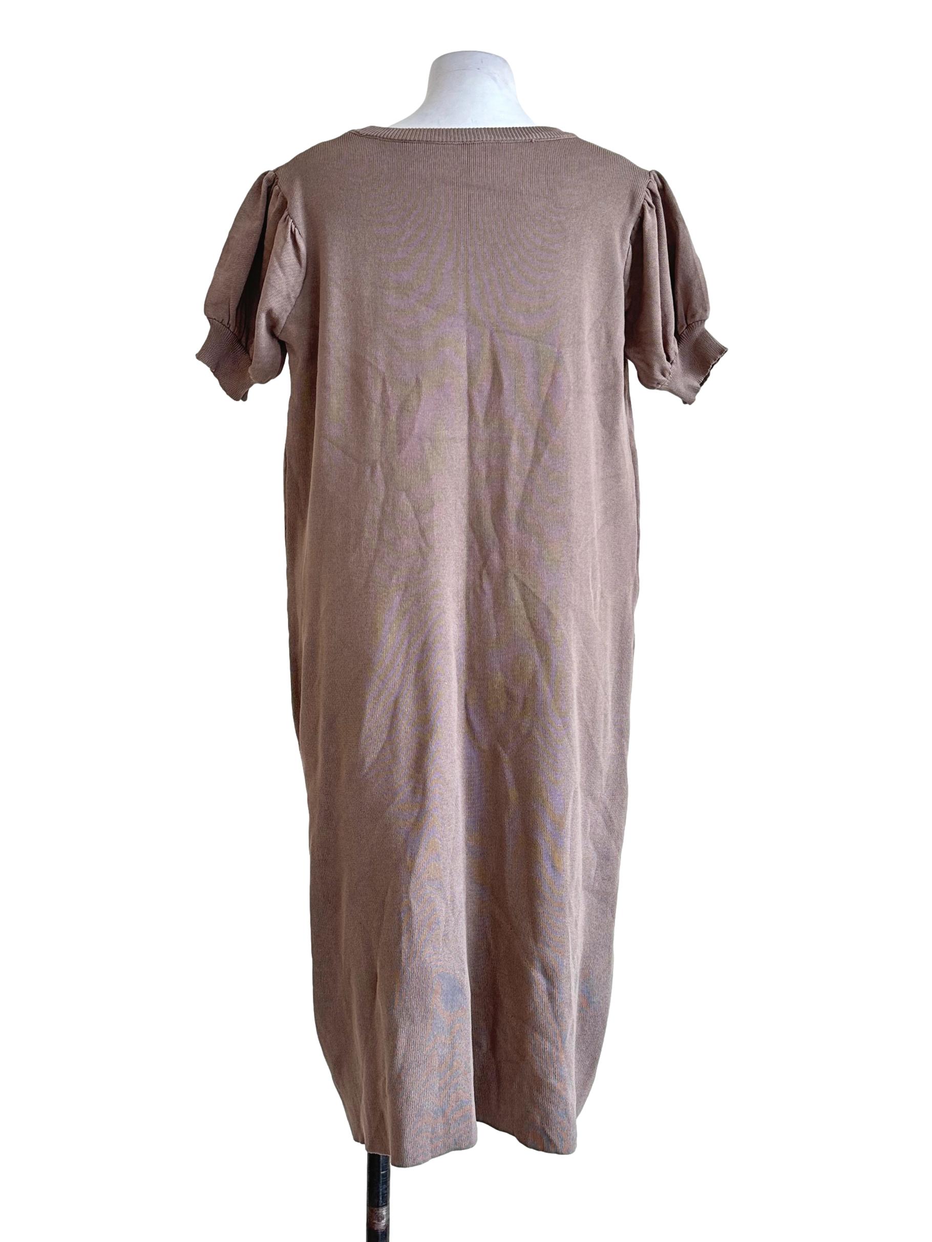 Wood Brown Plain Dress