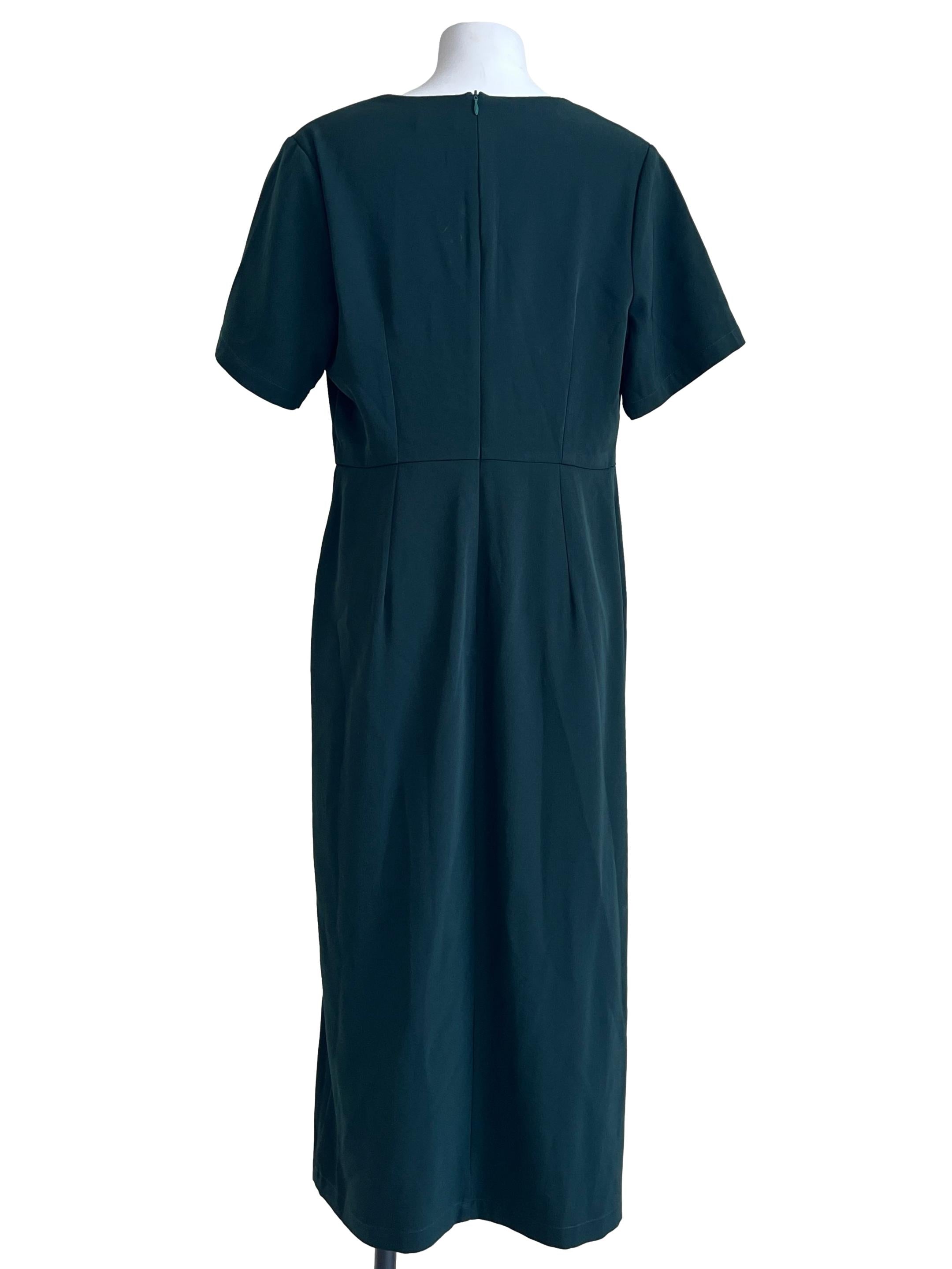 Emerald Green V-Neck Wrap Dress