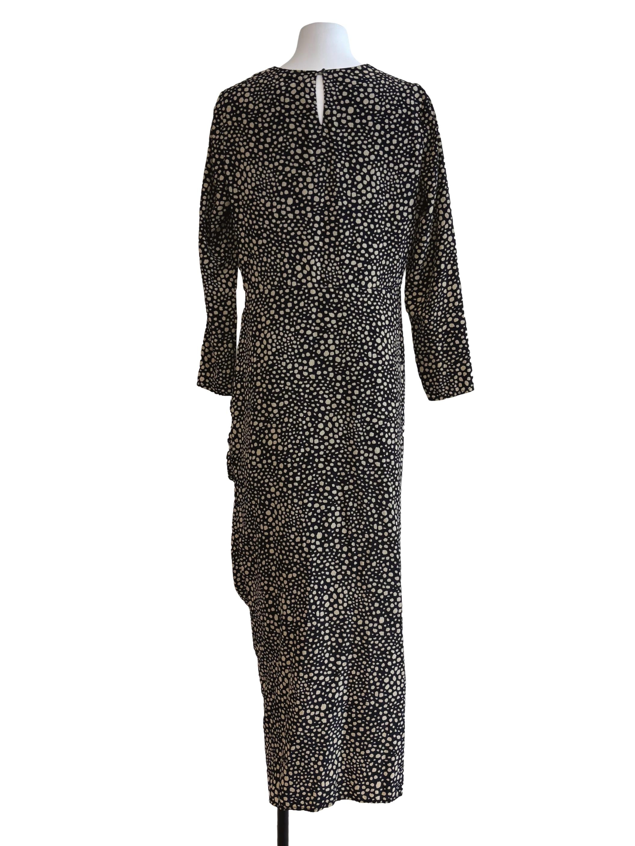 Black And White Patterned Ruched Maxi Dress