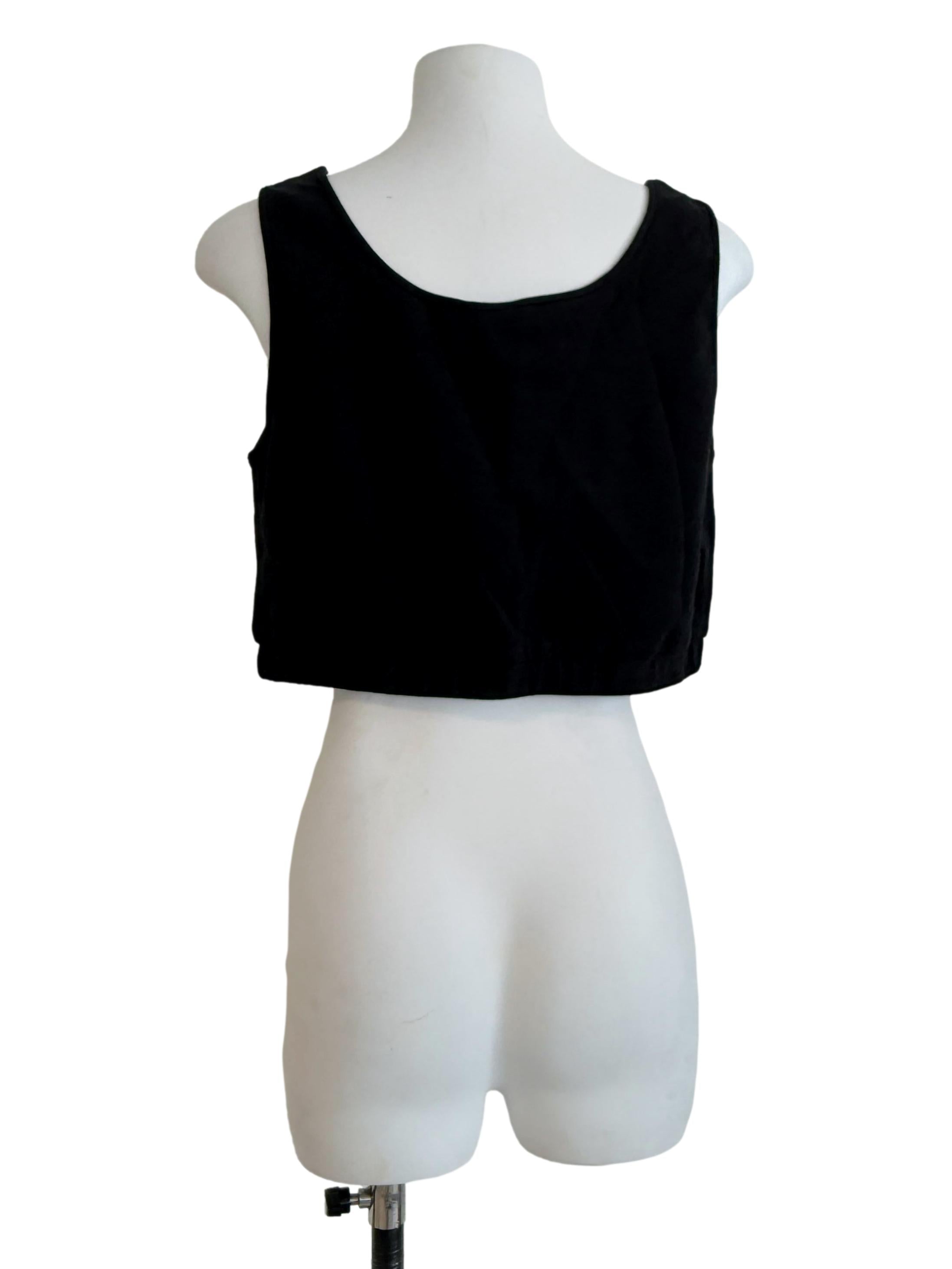 Black Round Neck Crop Top