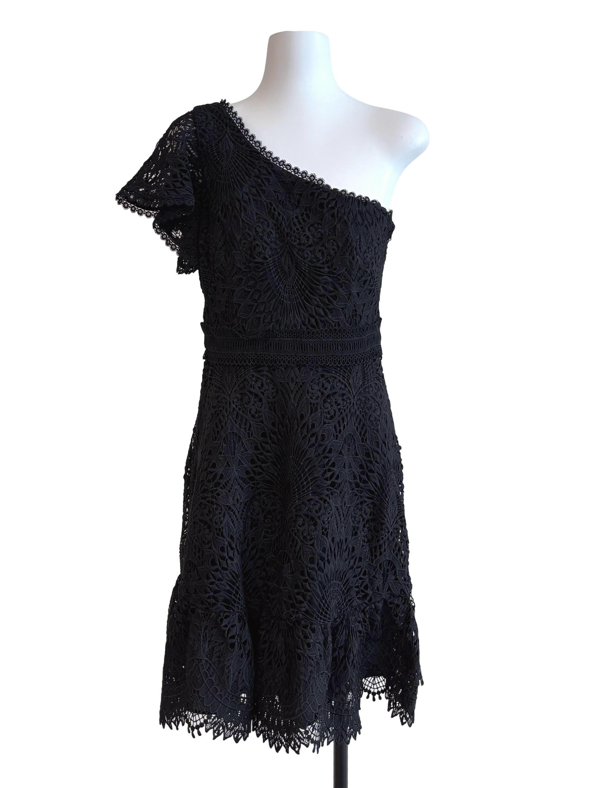 Raven Black One Shoulder Lace Dress