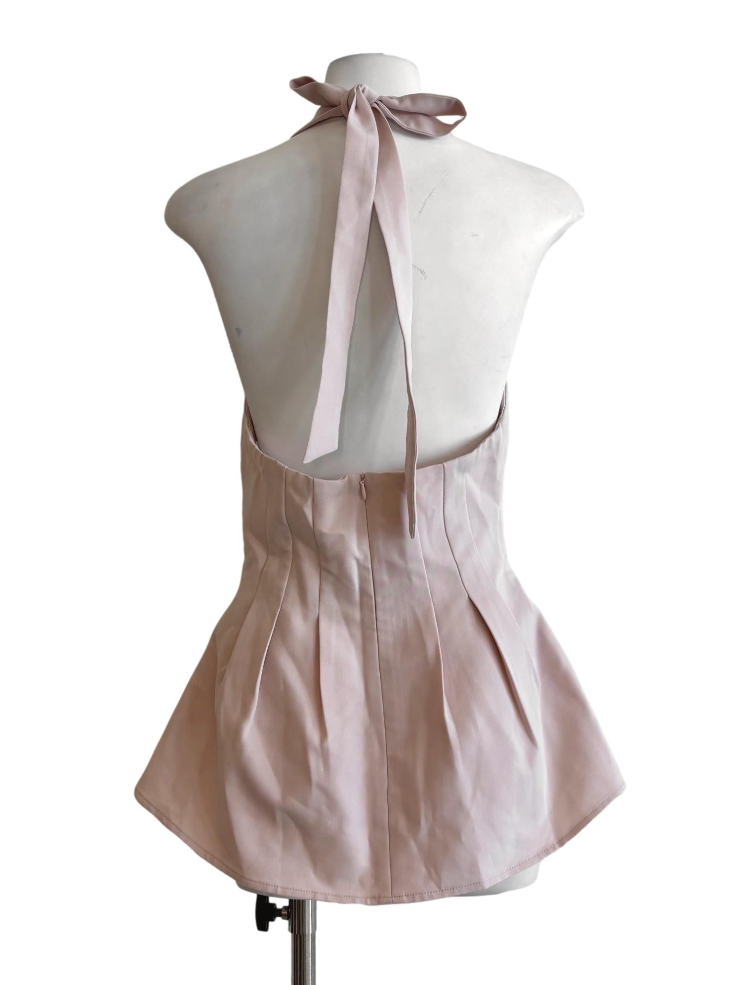 Rose Pink Peplum Halter Top