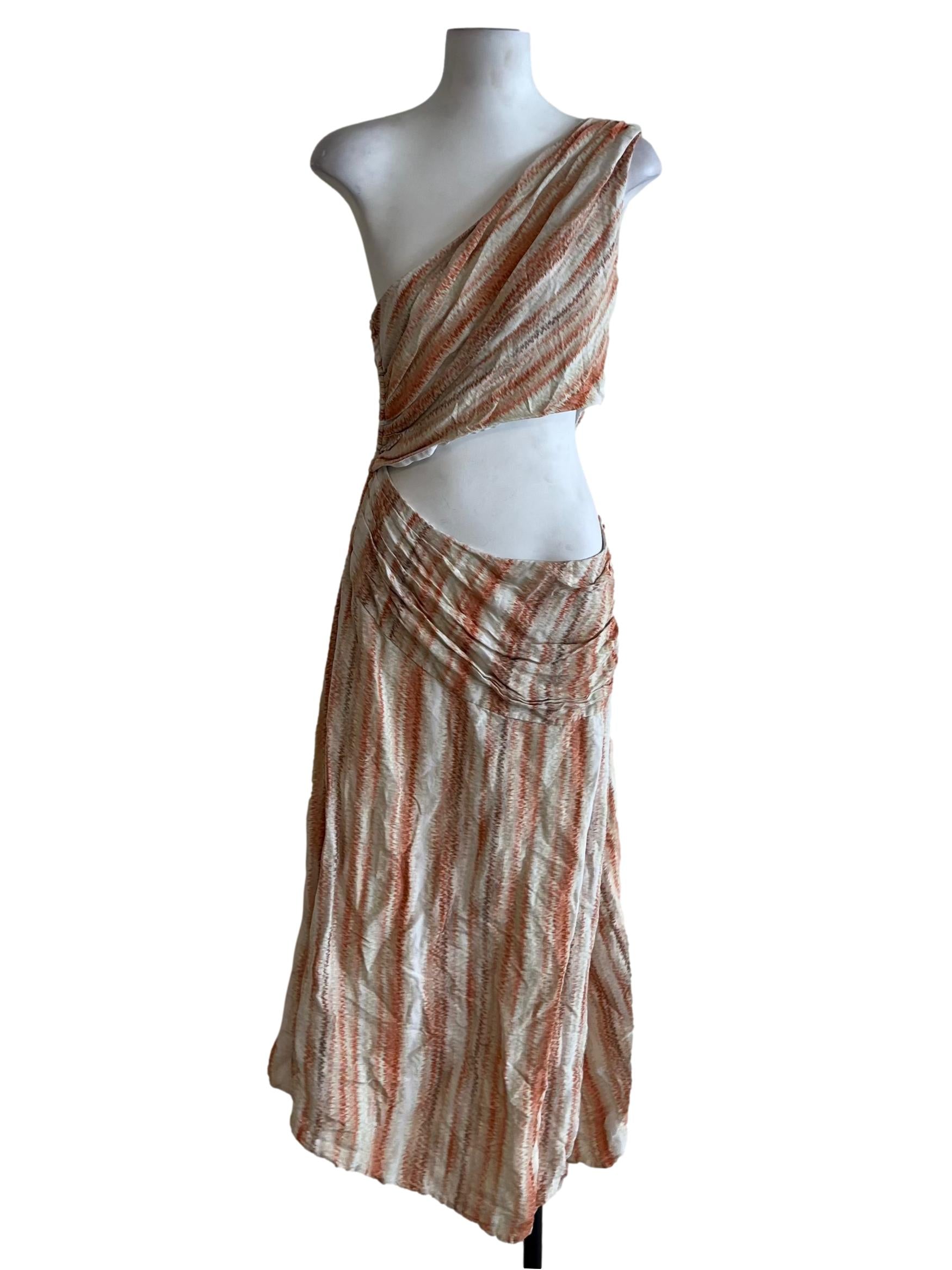 Orange Asymmetrical Neckline Sheath Dress