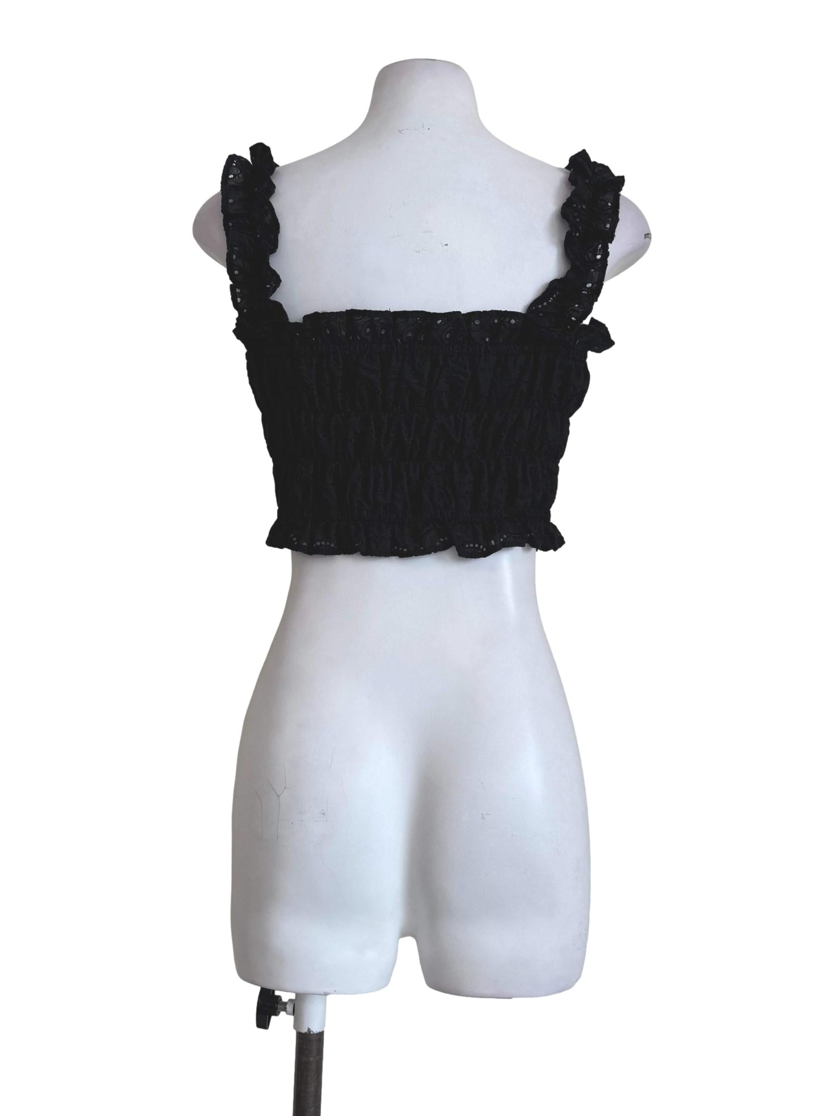 Carbon Black Embroidery Crop Top