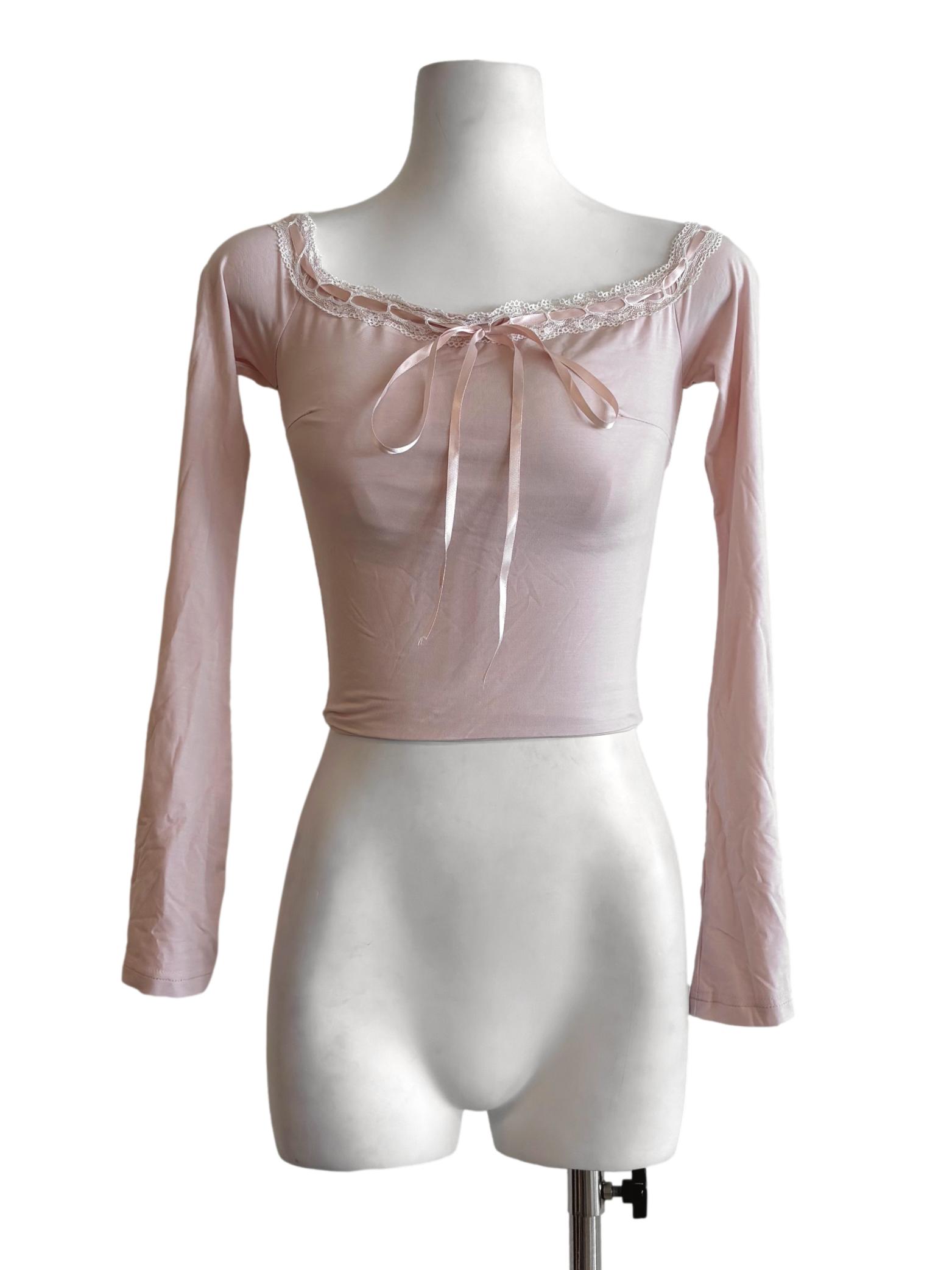 Baby Pink Long Sleeve Fitted Top