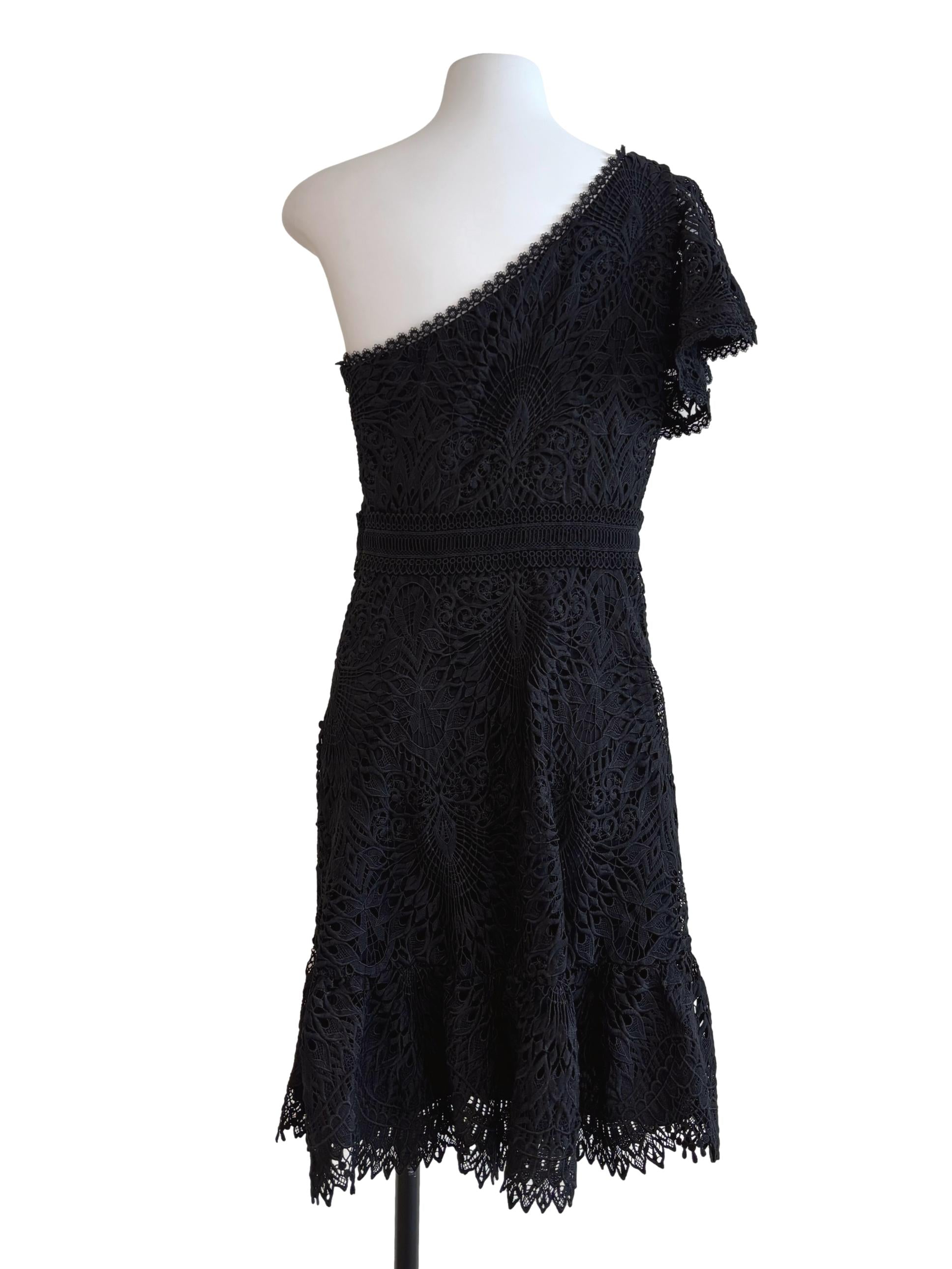 Raven Black One Shoulder Lace Dress