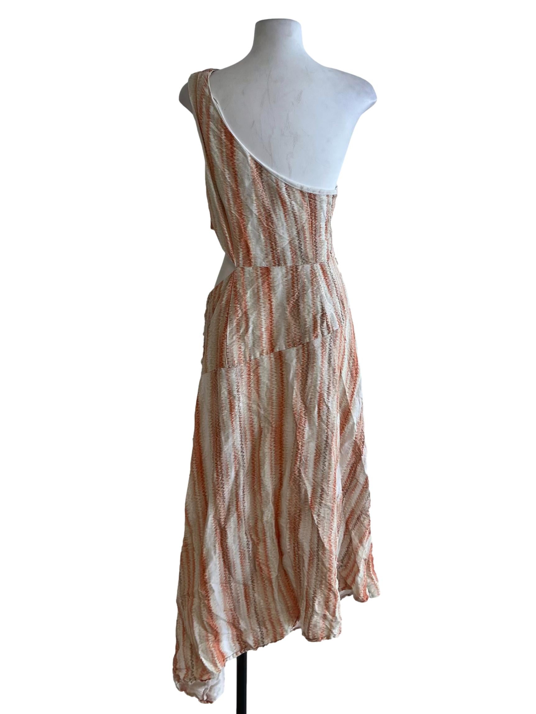 Orange Asymmetrical Neckline Sheath Dress
