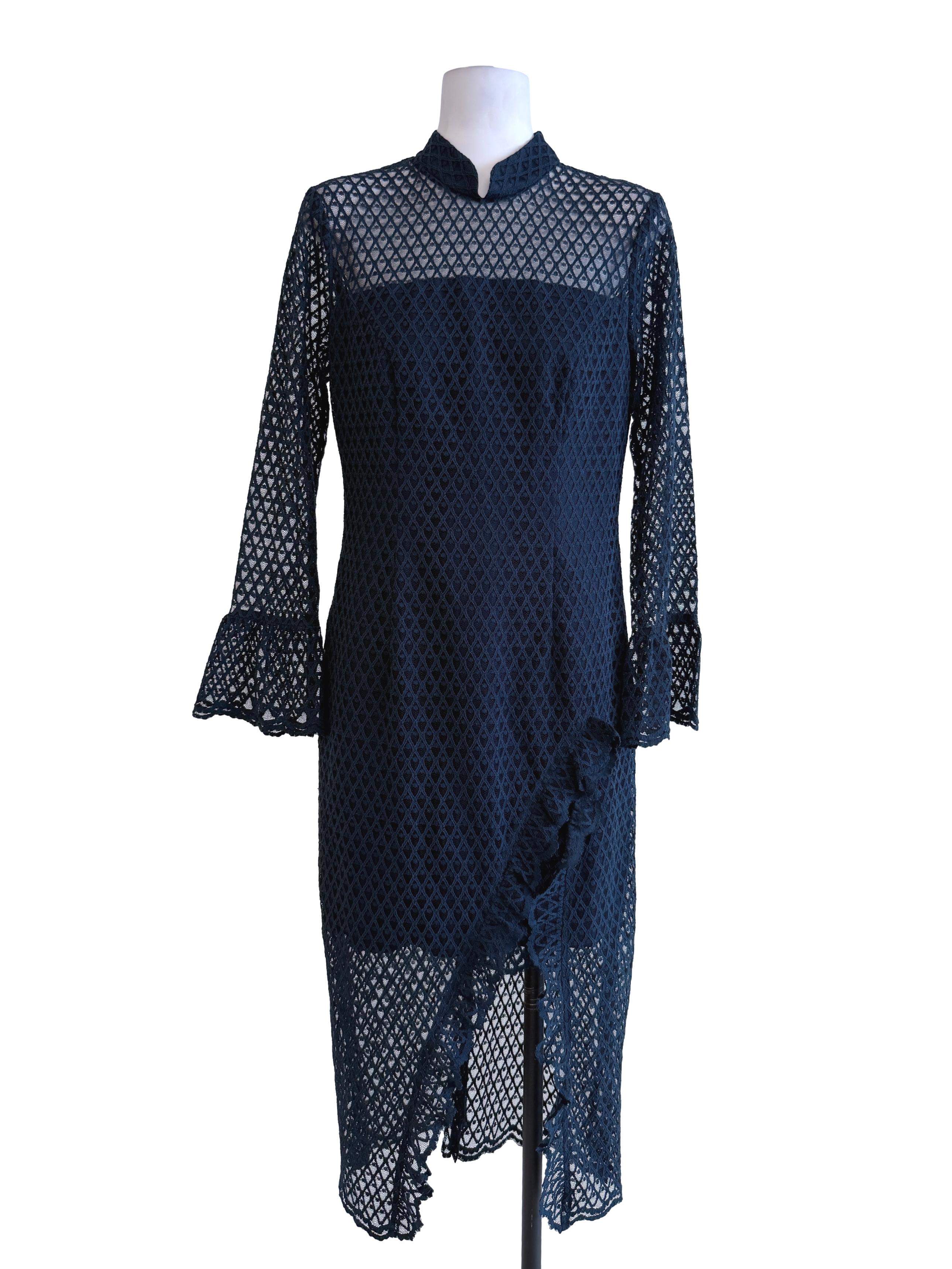 Dark Blue Textured Dress