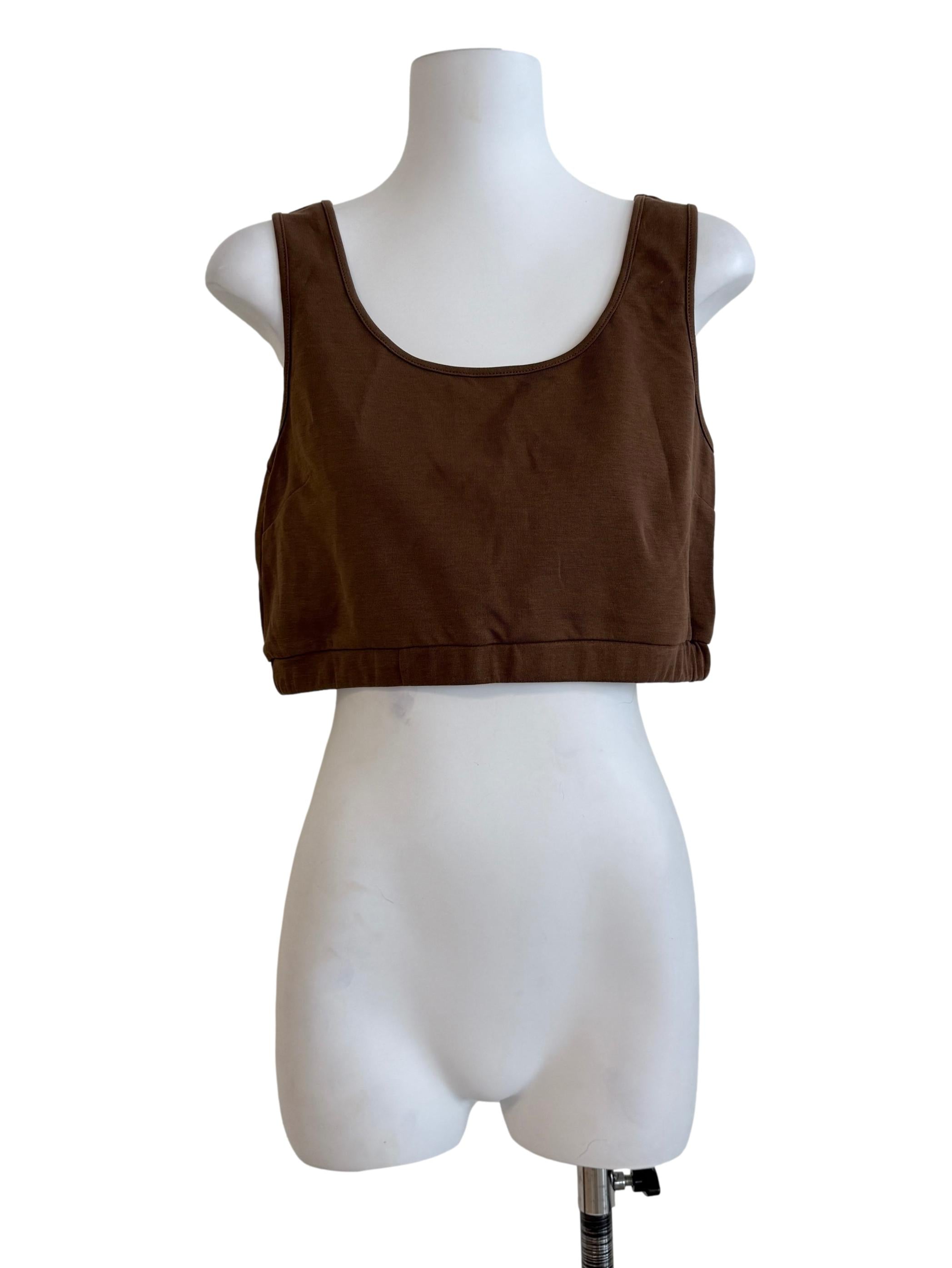 Caramel Brown Sleeveless Crop Top