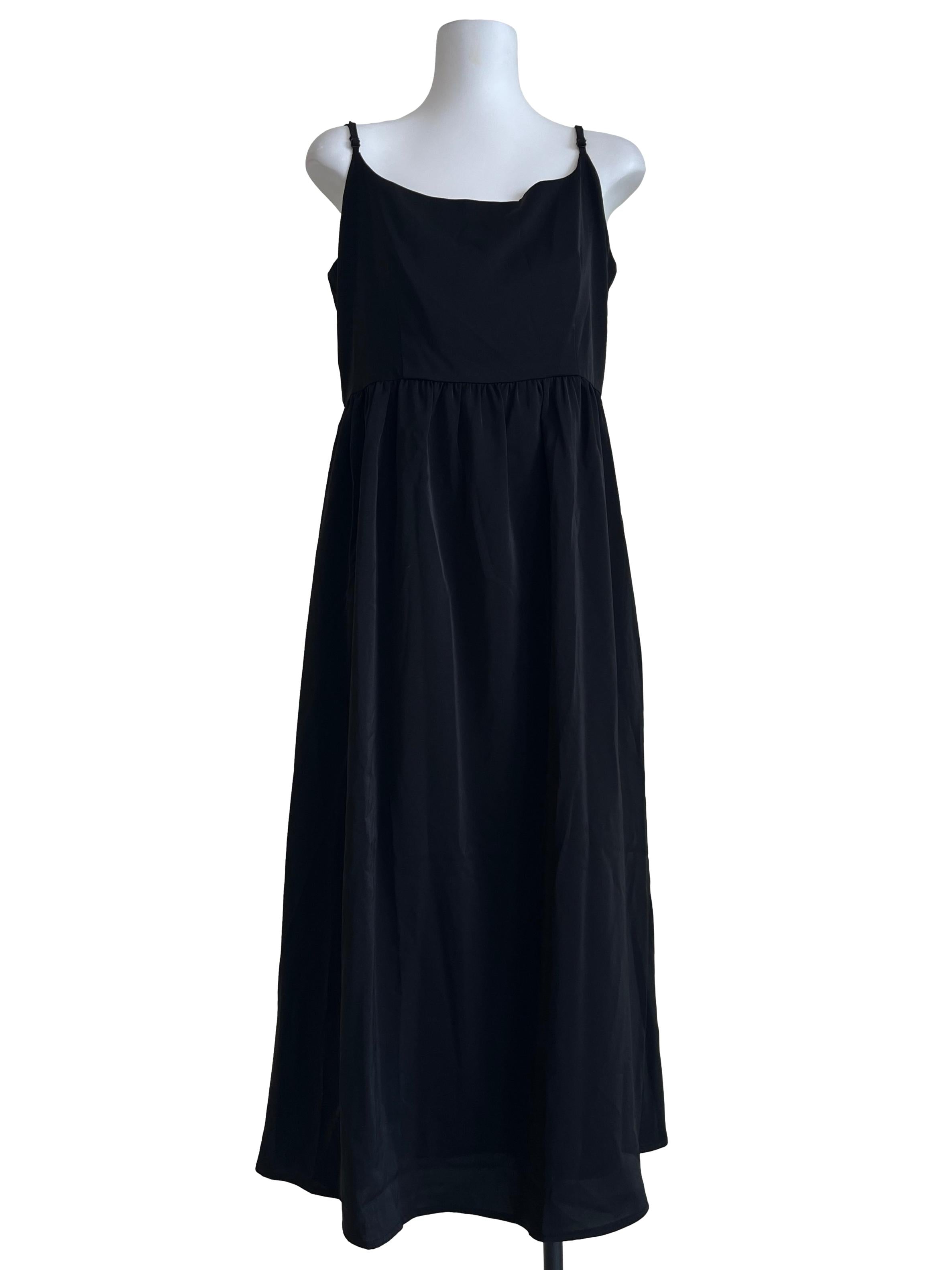 Jade Black Spaghetti Strap A-Line Dress