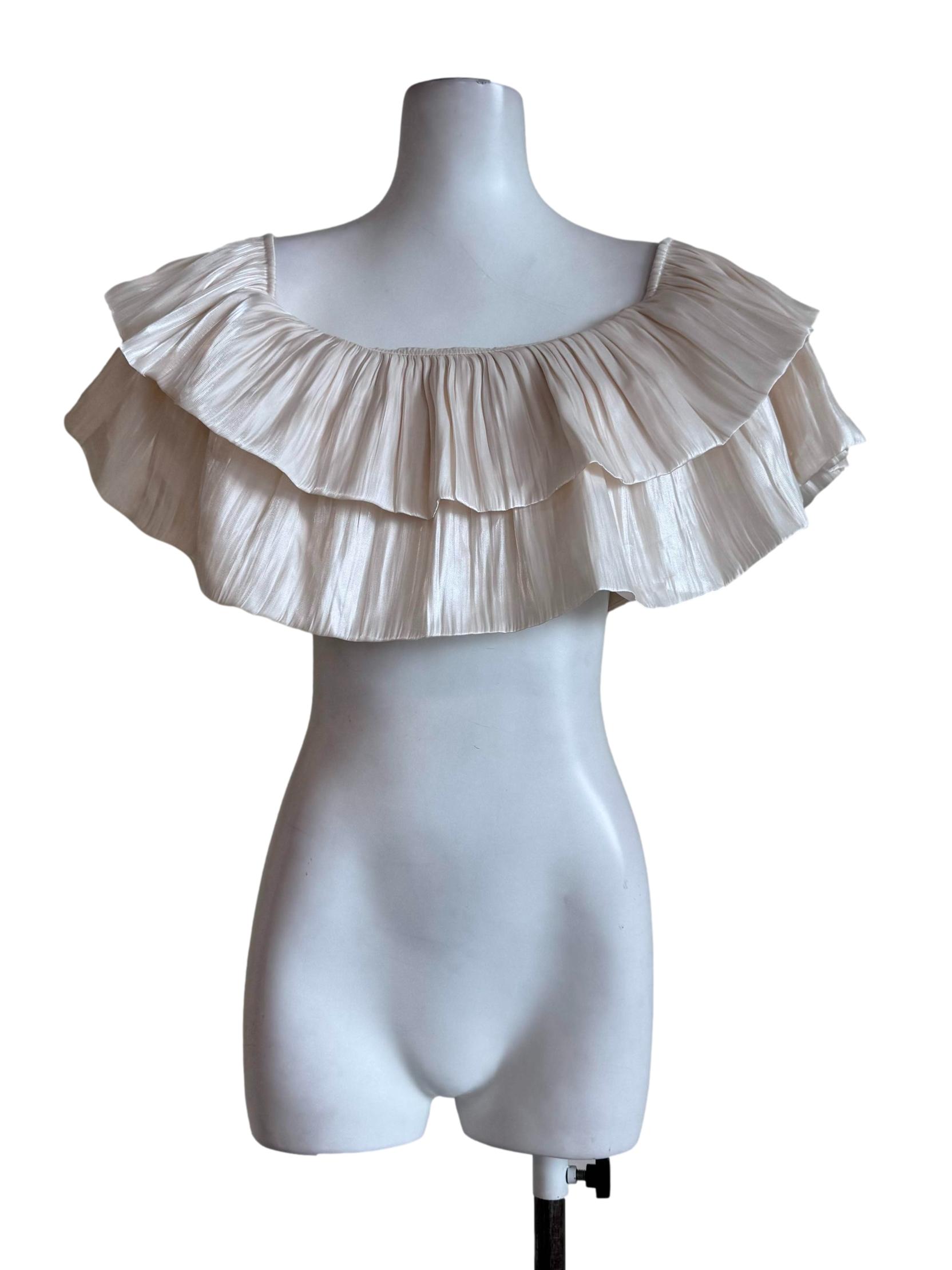 Shiny Beige Layered Top