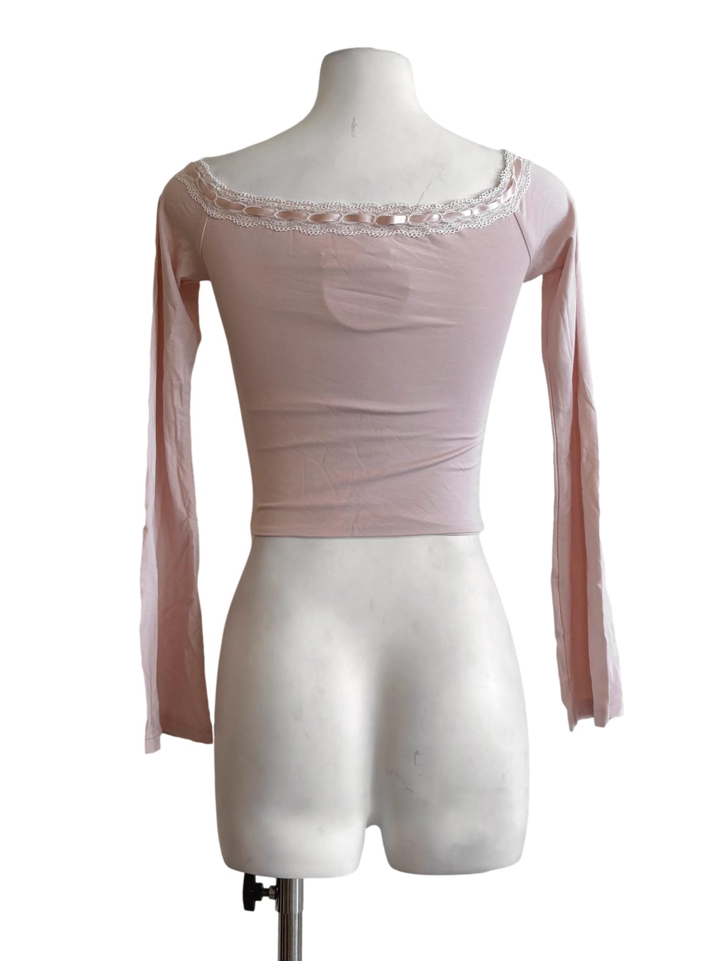 Baby Pink Long Sleeve Fitted Top
