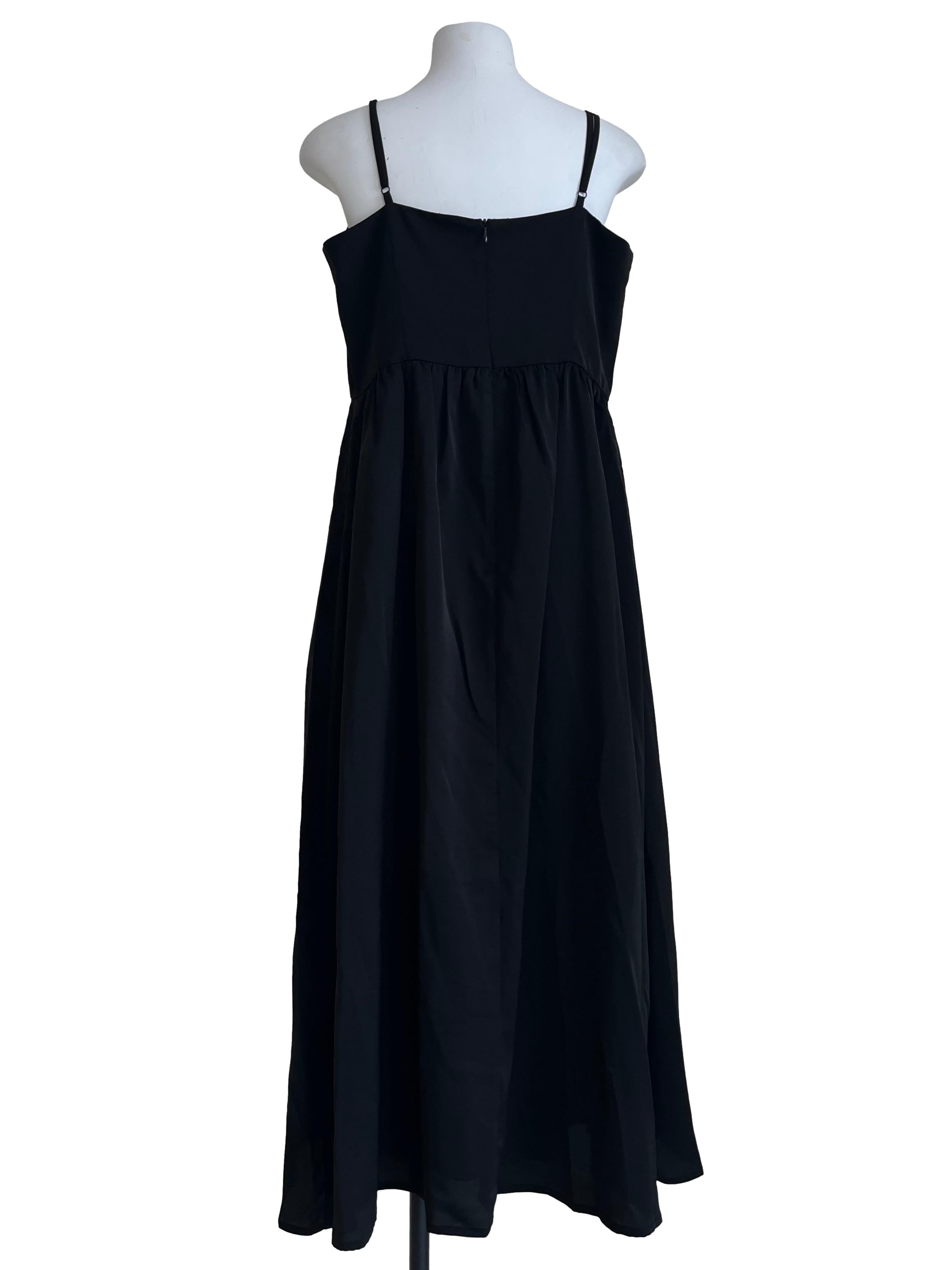 Jade Black Spaghetti Strap A-Line Dress