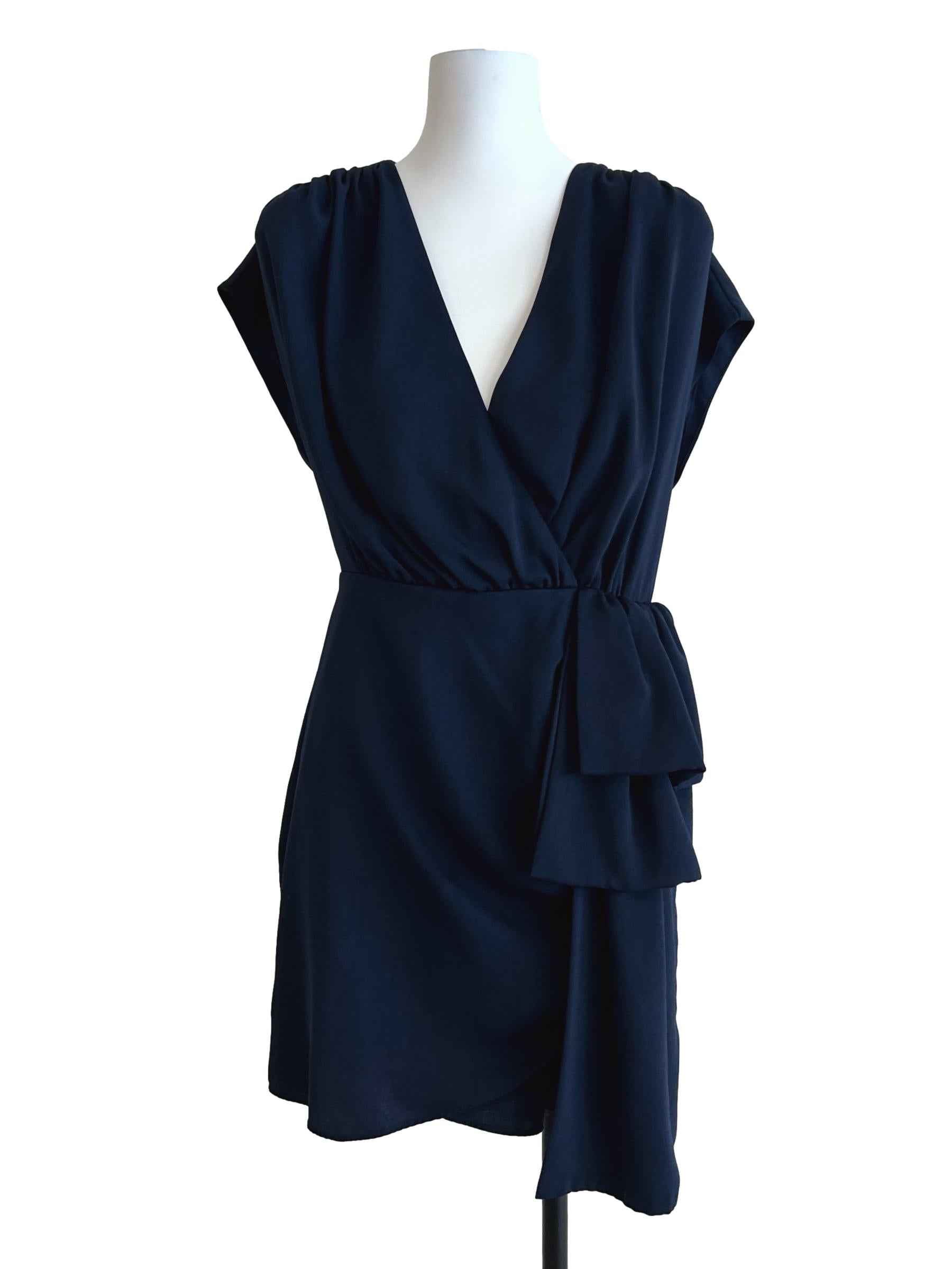 Navy Blue V-Neckline Dress
