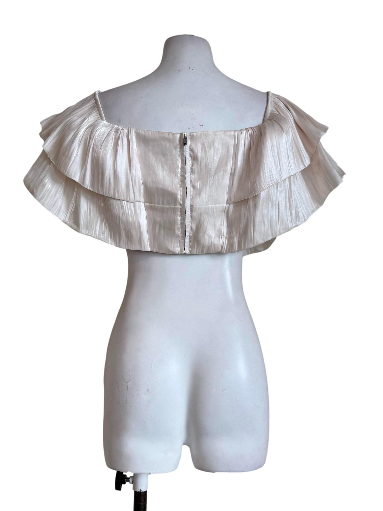 Shiny Beige Layered Top