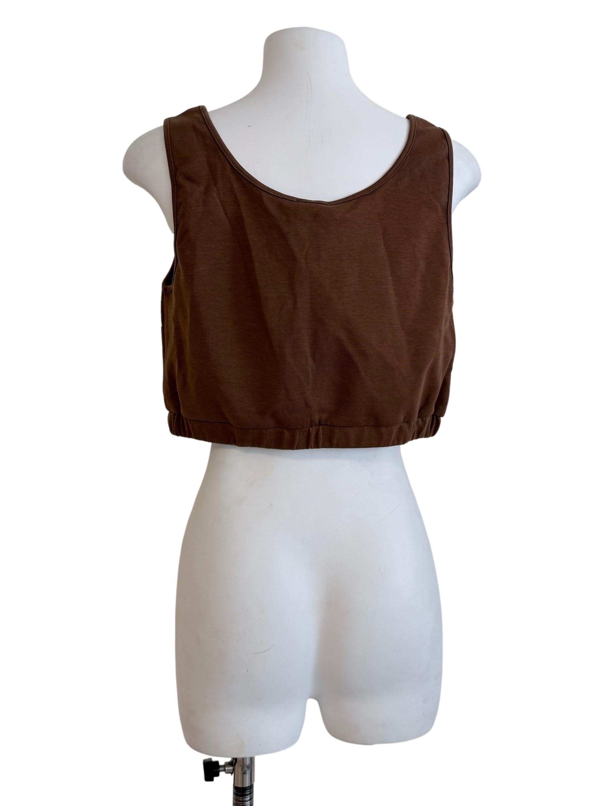 Caramel Brown Sleeveless Crop Top