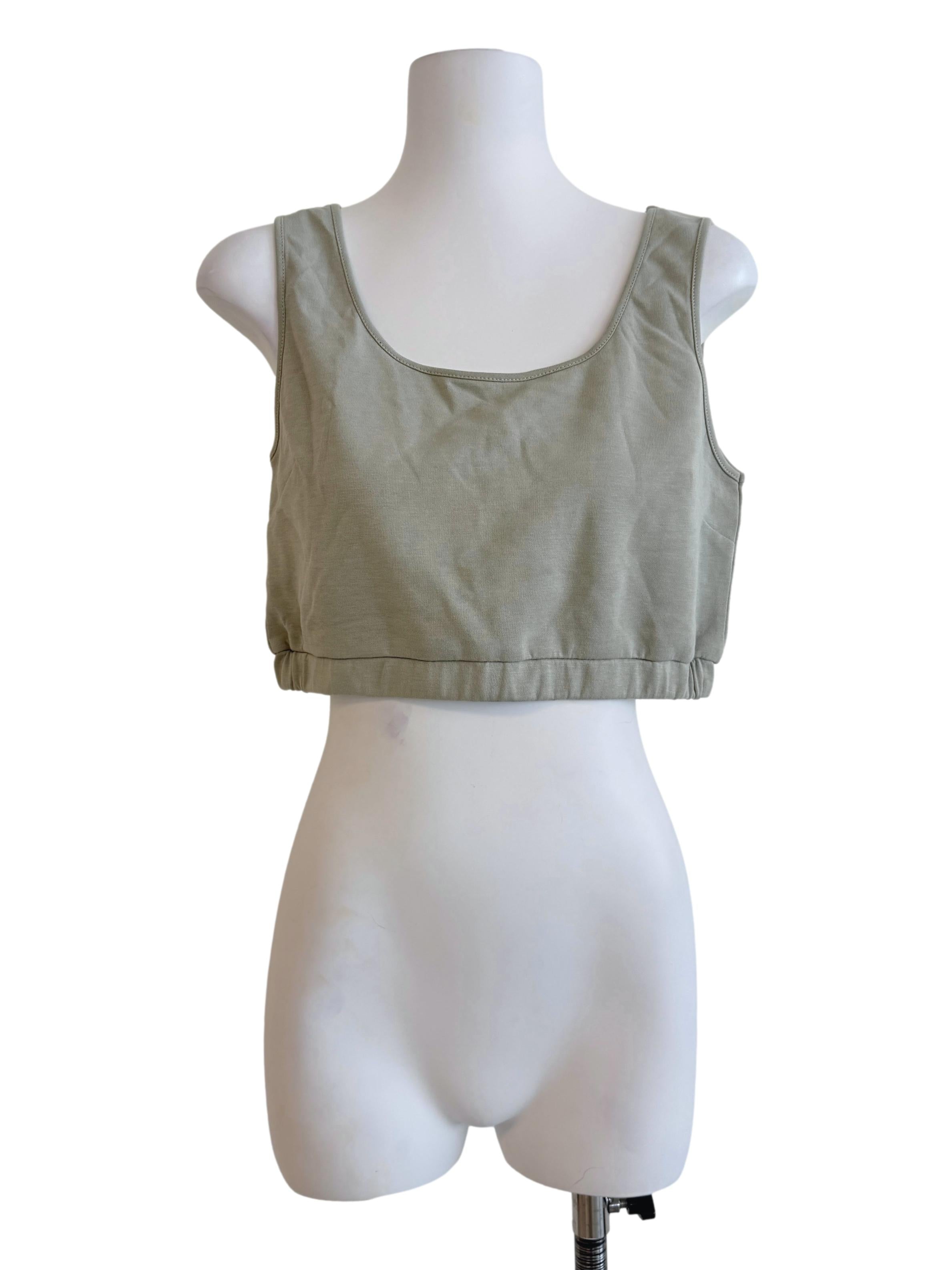 Sage Green Sleeveless Crop Top