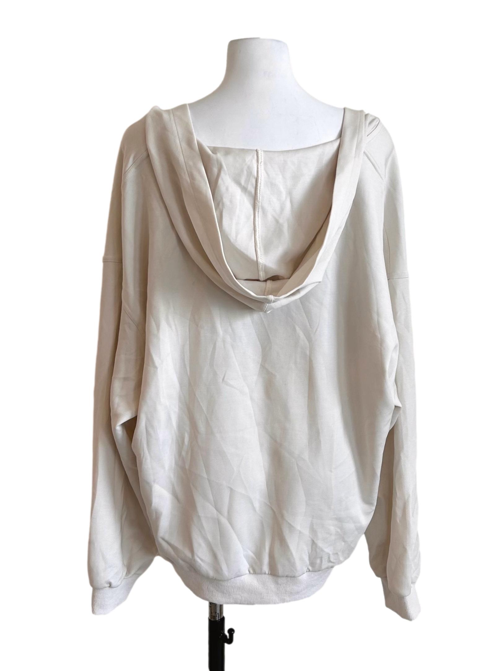 Cream Oversized V-Neck Sweatshirt Hoodie