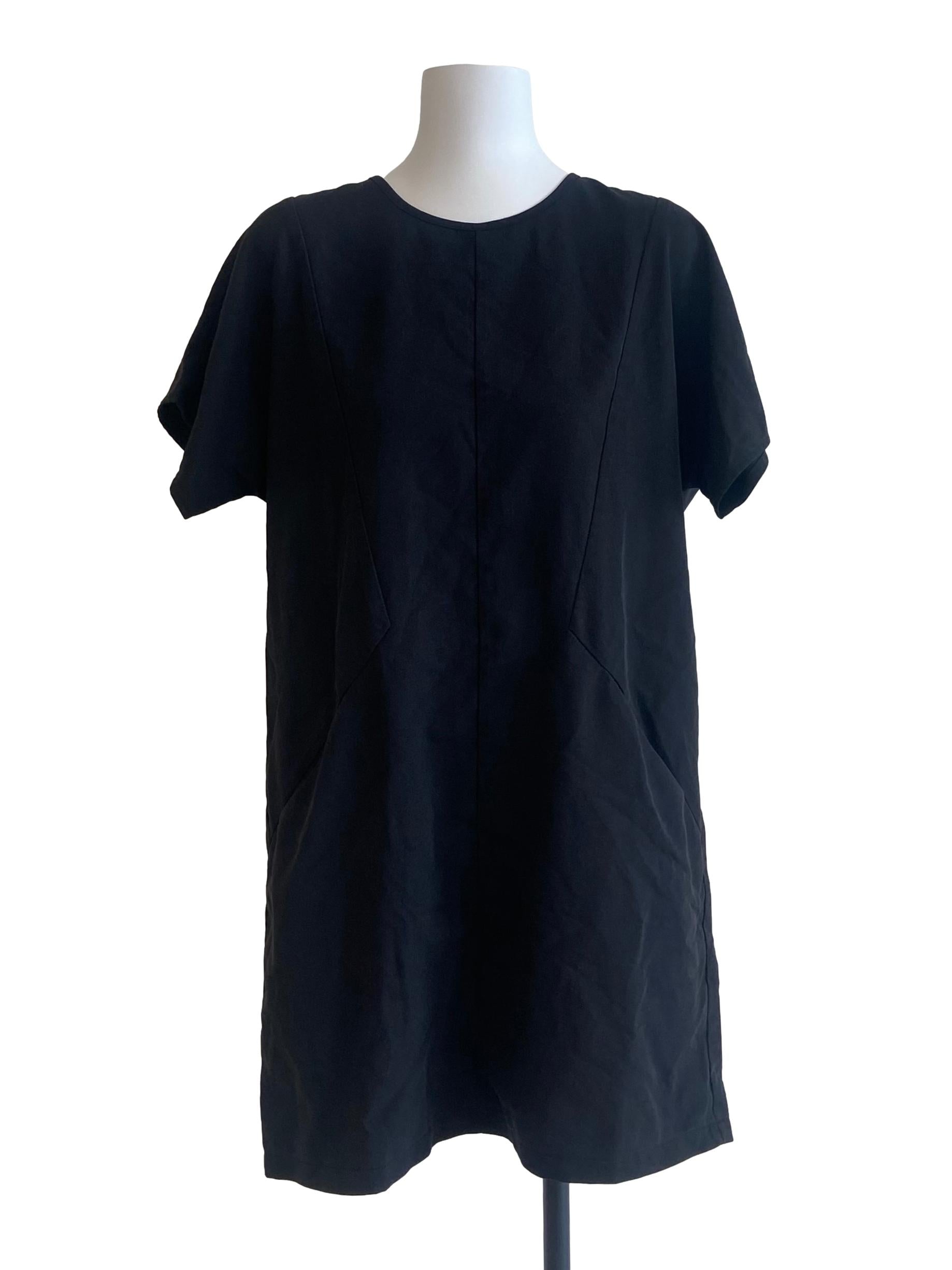 Black Jewel Neck Batwing Sleeves Dress