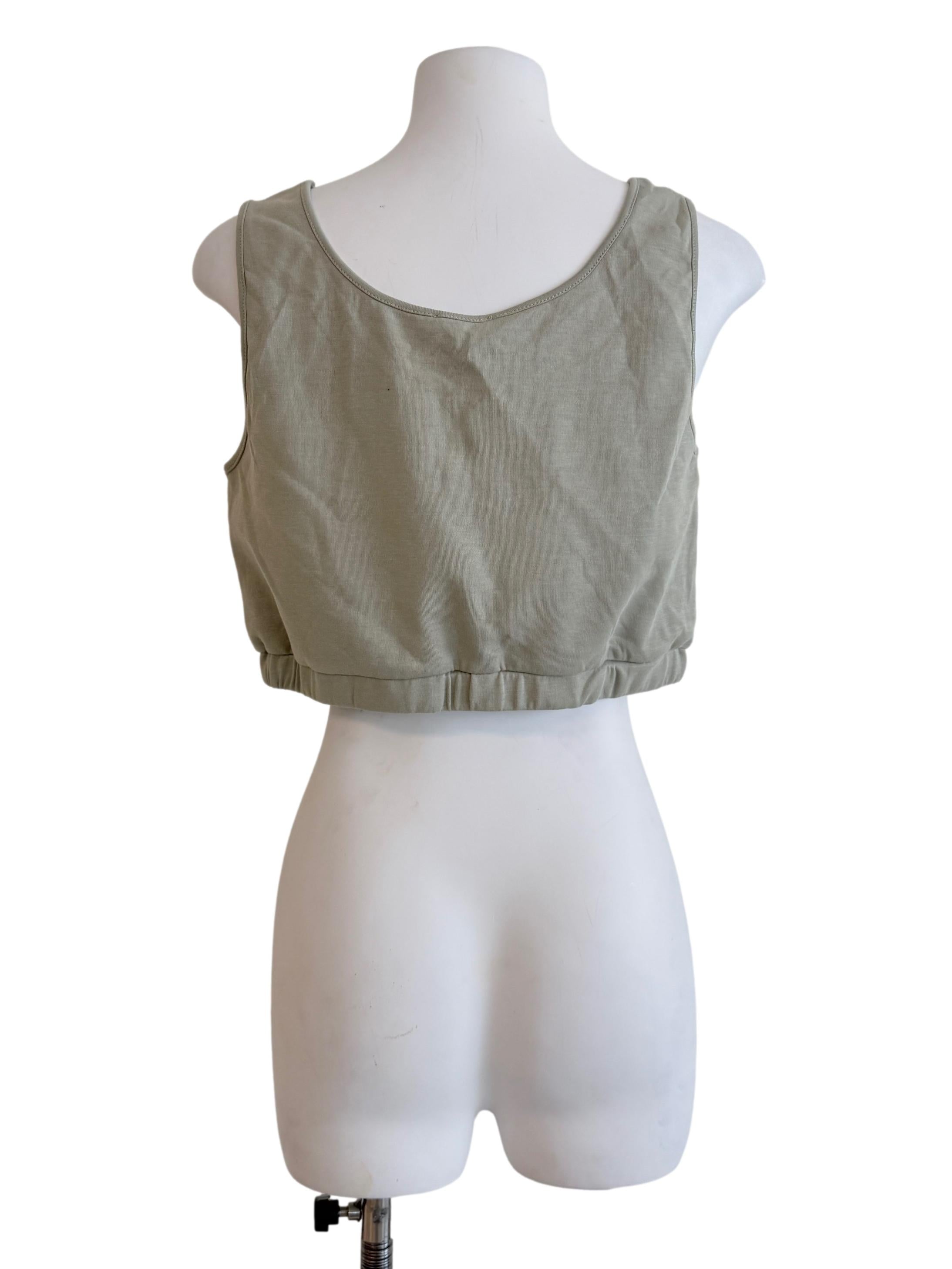 Sage Green Sleeveless Crop Top