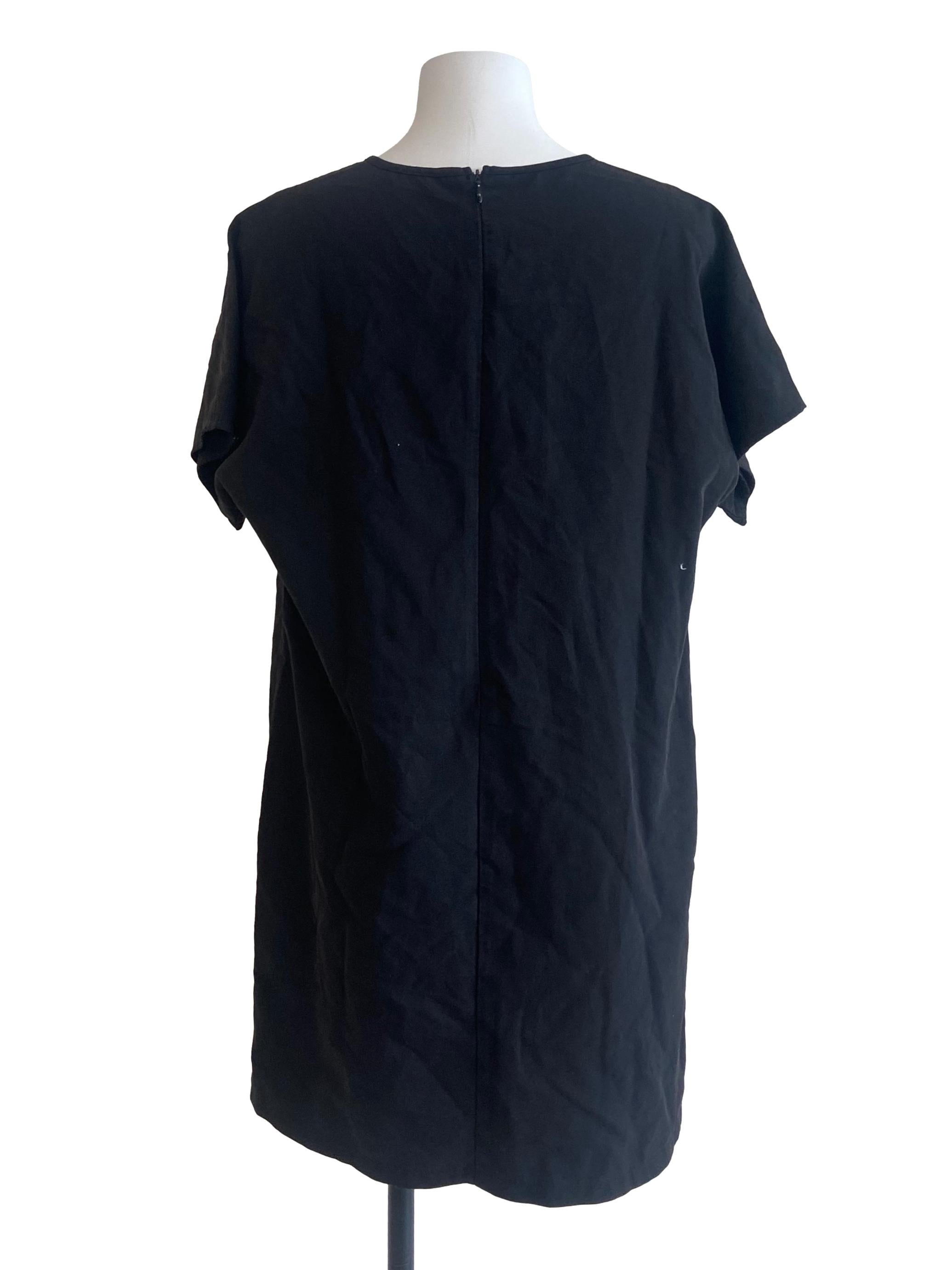 Black Jewel Neck Batwing Sleeves Dress