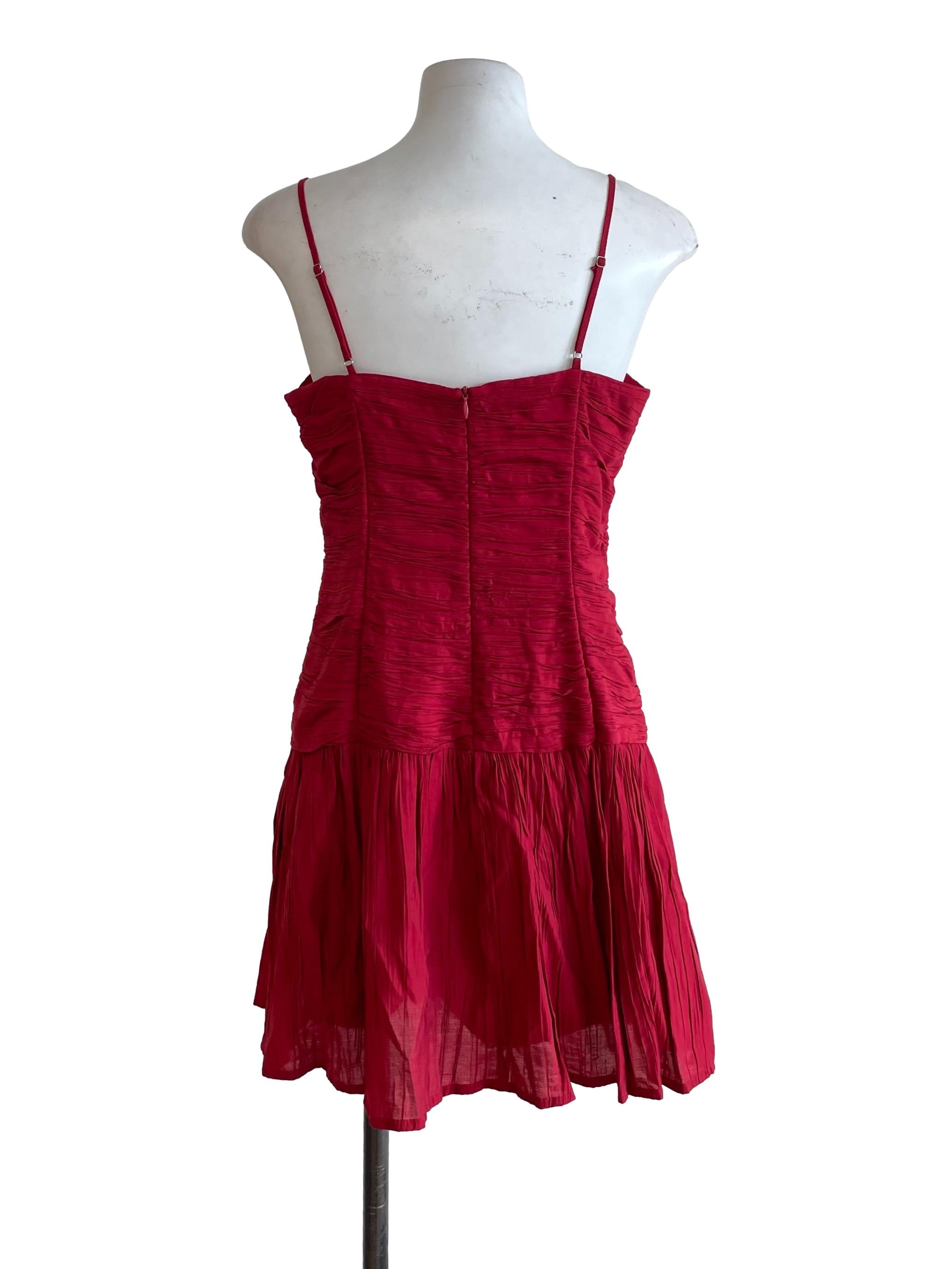 Apple Red Creased Bustier Dress