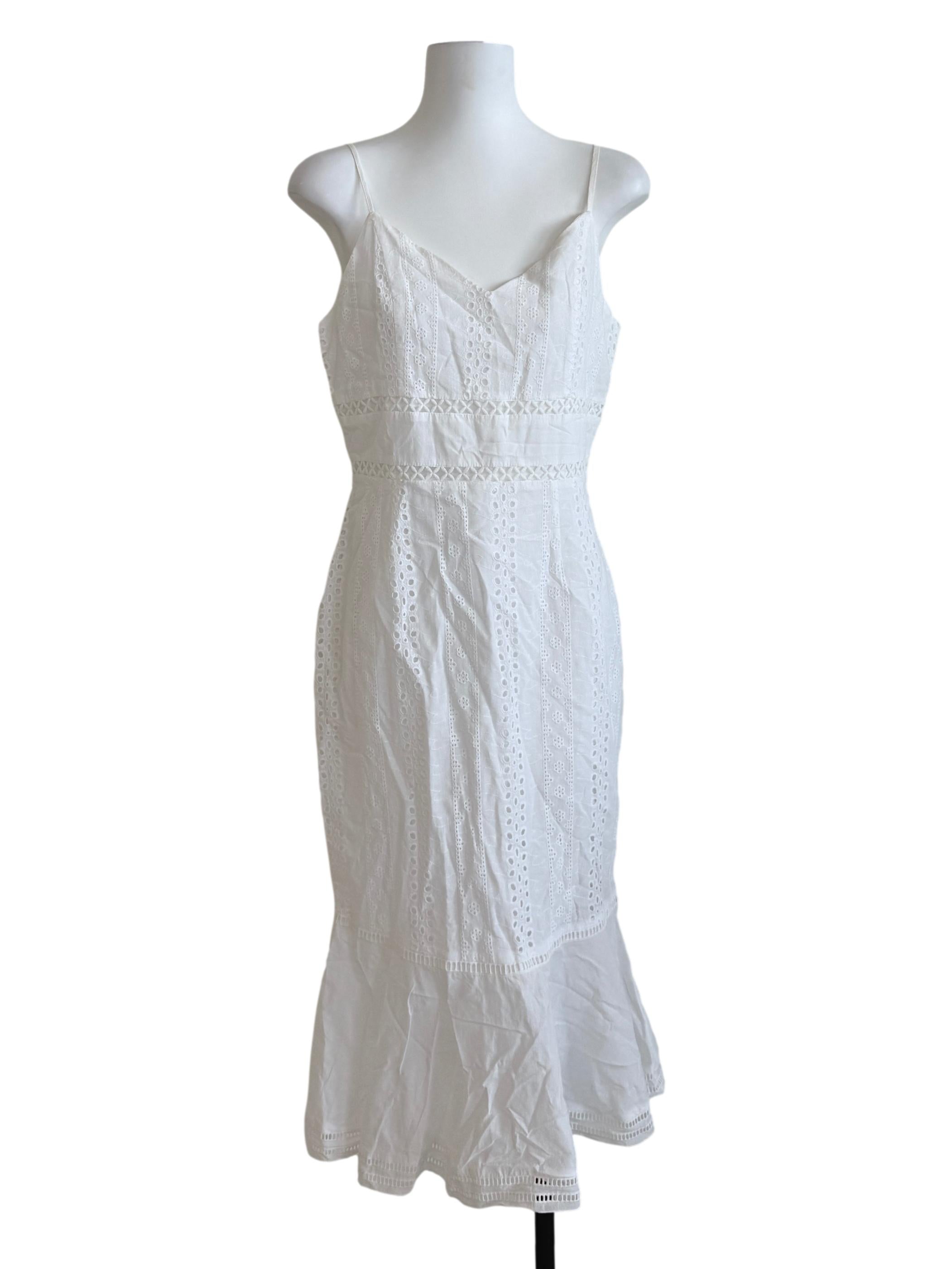 White Lace V-Neck Dress